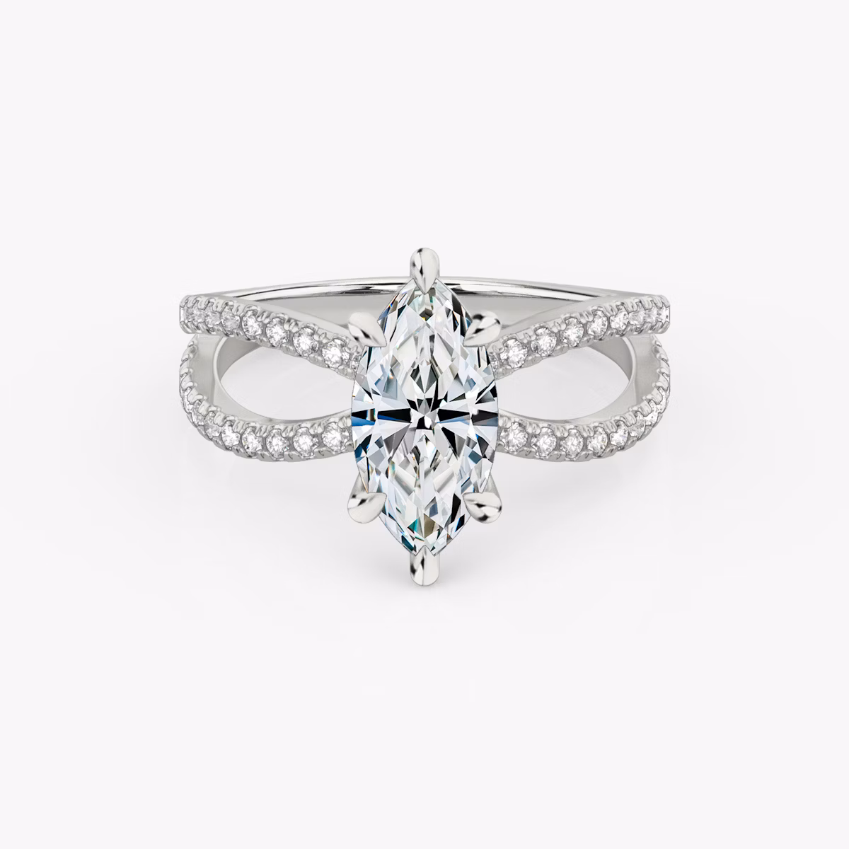The Duet | Marquise | Platinum | bandAccent: Double pavé | diamondOrientation: vertical | caratWeight: other