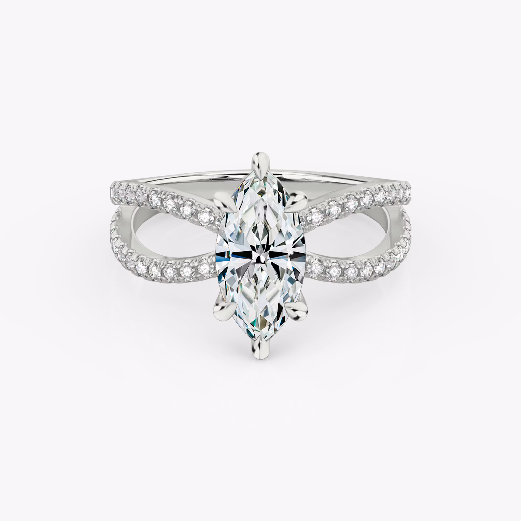 The Duet | Marquise | Platinum | bandAccent: Double pavé | diamondOrientation: vertical | caratWeight: other