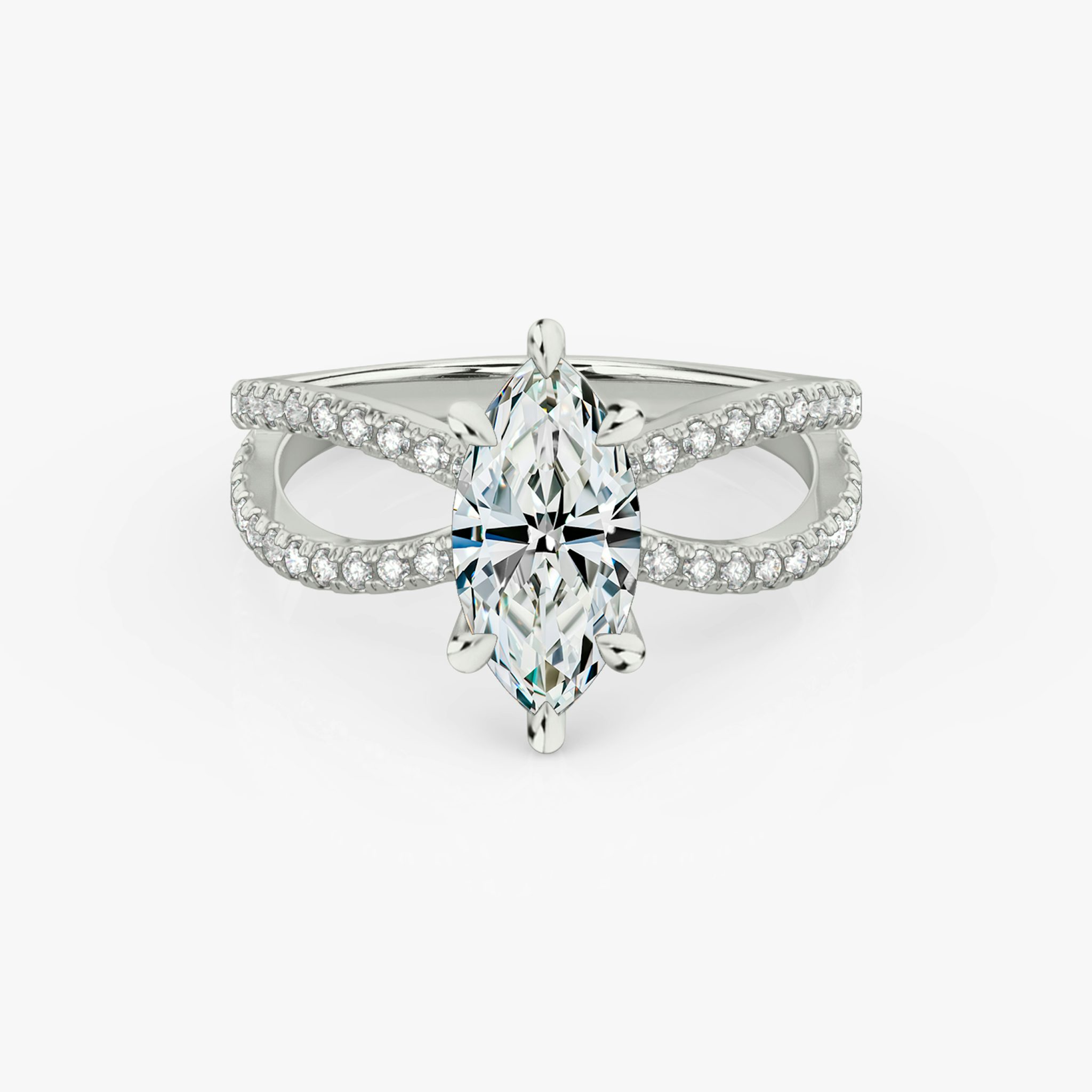 The Duet | Marquise | Platinum | bandAccent: Double pavé | diamondOrientation: vertical | caratWeight: other