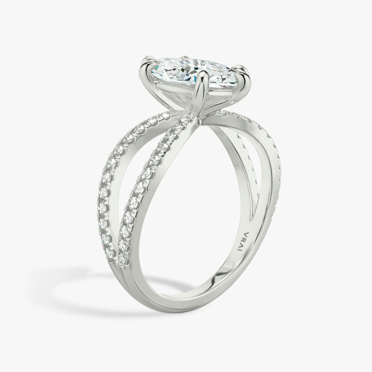 The Duet | Marquise | 18k | White Gold | bandAccent: Double pavé | diamondOrientation: vertical | caratWeight: other