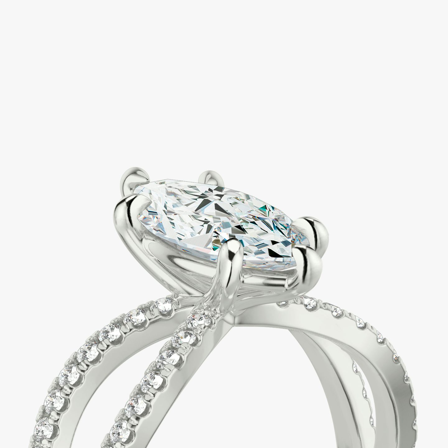 The Duet | Marquise | 18k | White Gold | bandAccent: Double pavé | diamondOrientation: vertical | caratWeight: other