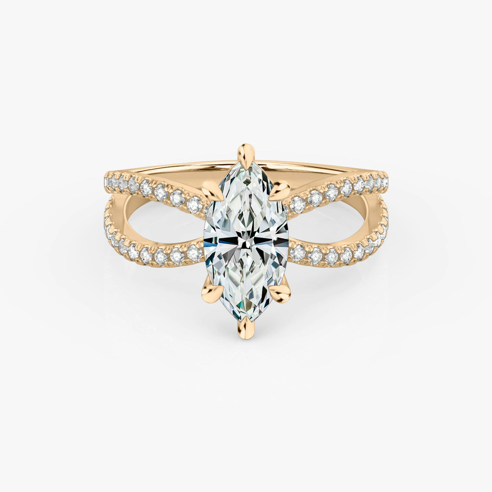 The Duet | Marquise | 14k | Rose Gold | bandAccent: Double pavé | diamondOrientation: vertical | caratWeight: other