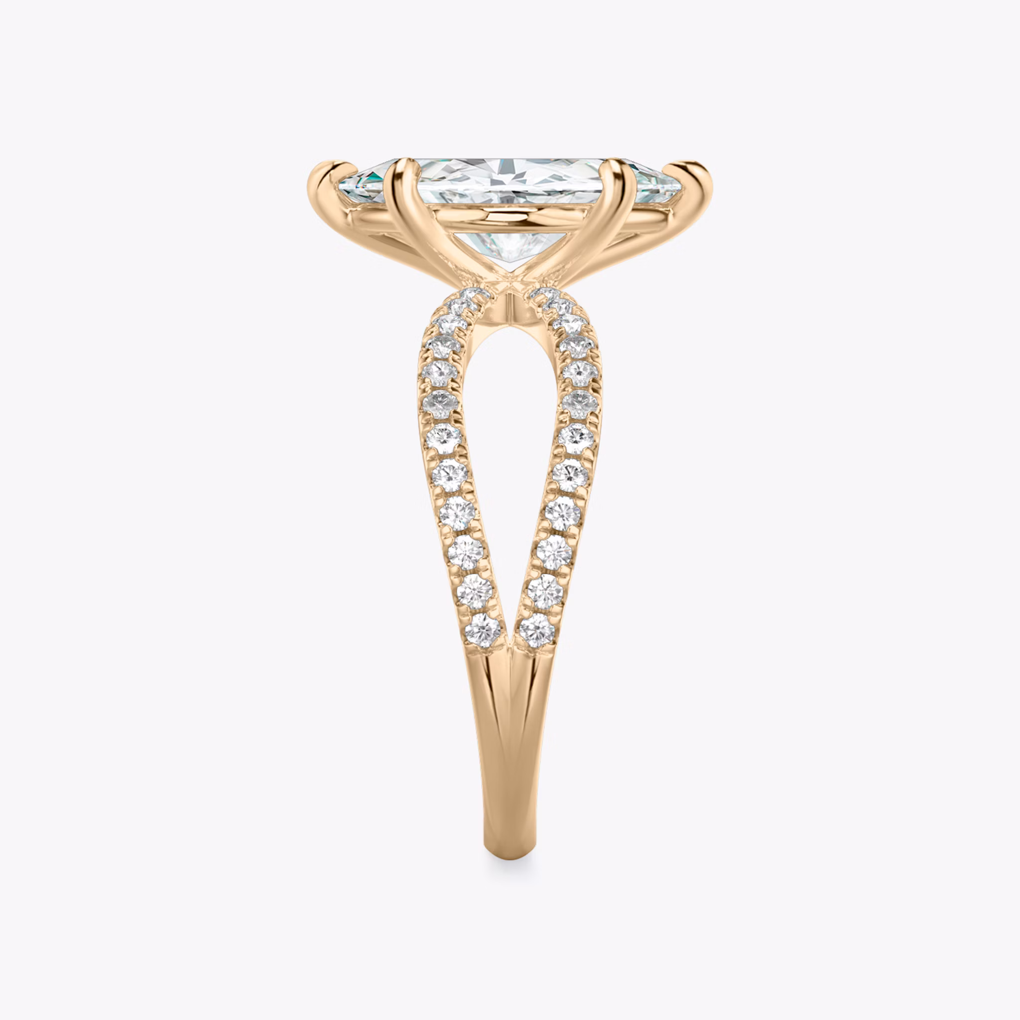 The Duet | Marquise | 14k | Rose Gold | bandAccent: Double pavé | diamondOrientation: vertical | caratWeight: other