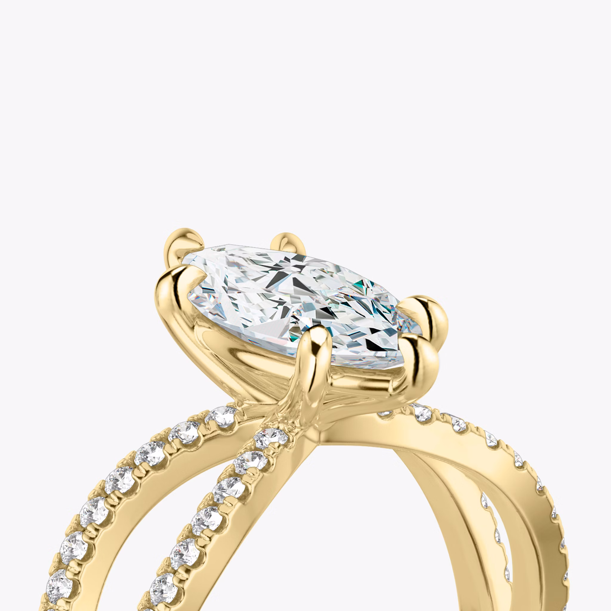 The Duet | Marquise | 18k | Yellow Gold | bandAccent: Double pavé | diamondOrientation: vertical | caratWeight: other