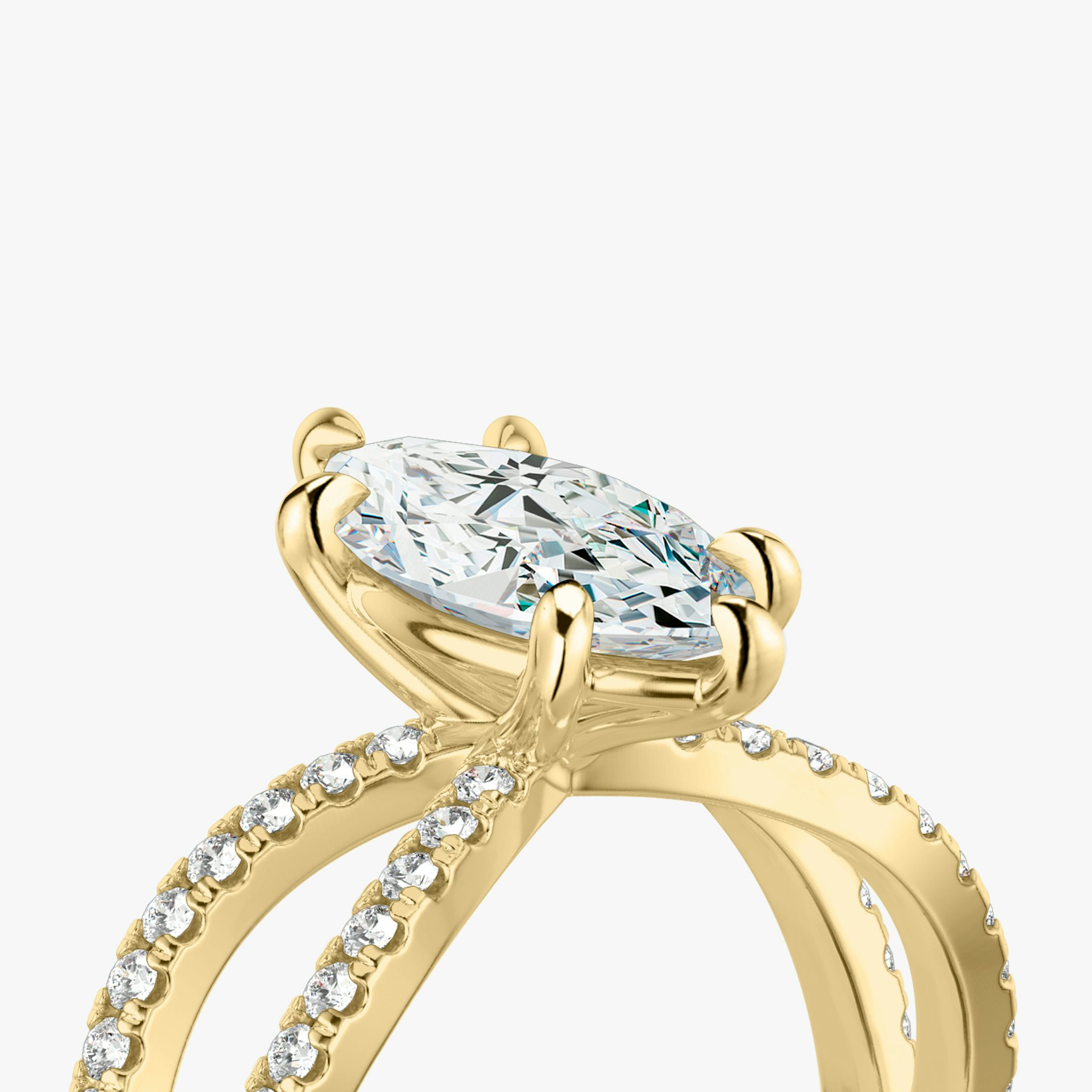 The Duet | Marquise | 18k | Yellow Gold | bandAccent: Double pavé | diamondOrientation: vertical | caratWeight: other