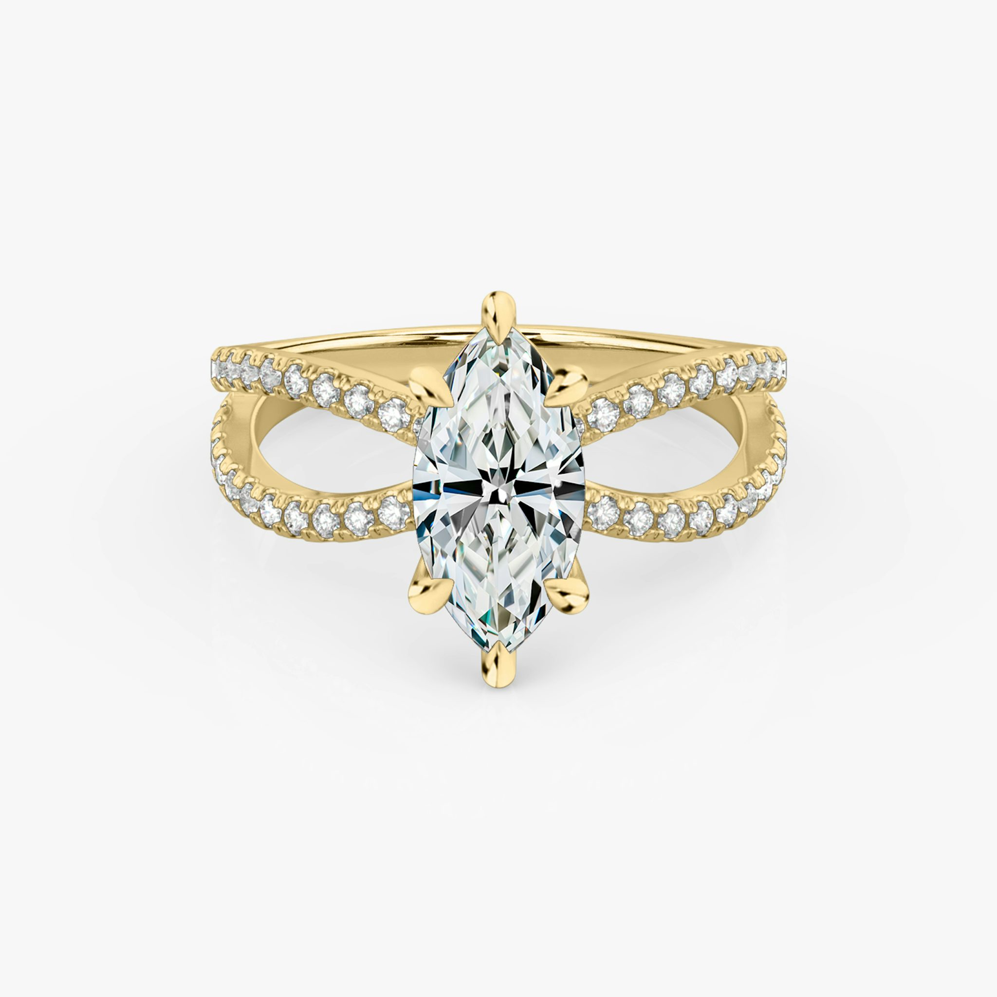 The Duet | Marquise | 18k | Yellow Gold | bandAccent: Double pavé | diamondOrientation: vertical | caratWeight: other