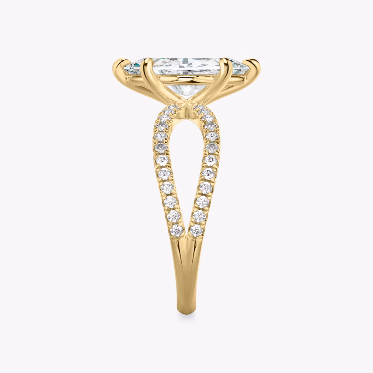 The Duet | Marquise | 18k | Yellow Gold | bandAccent: Double pavé | diamondOrientation: vertical | caratWeight: other