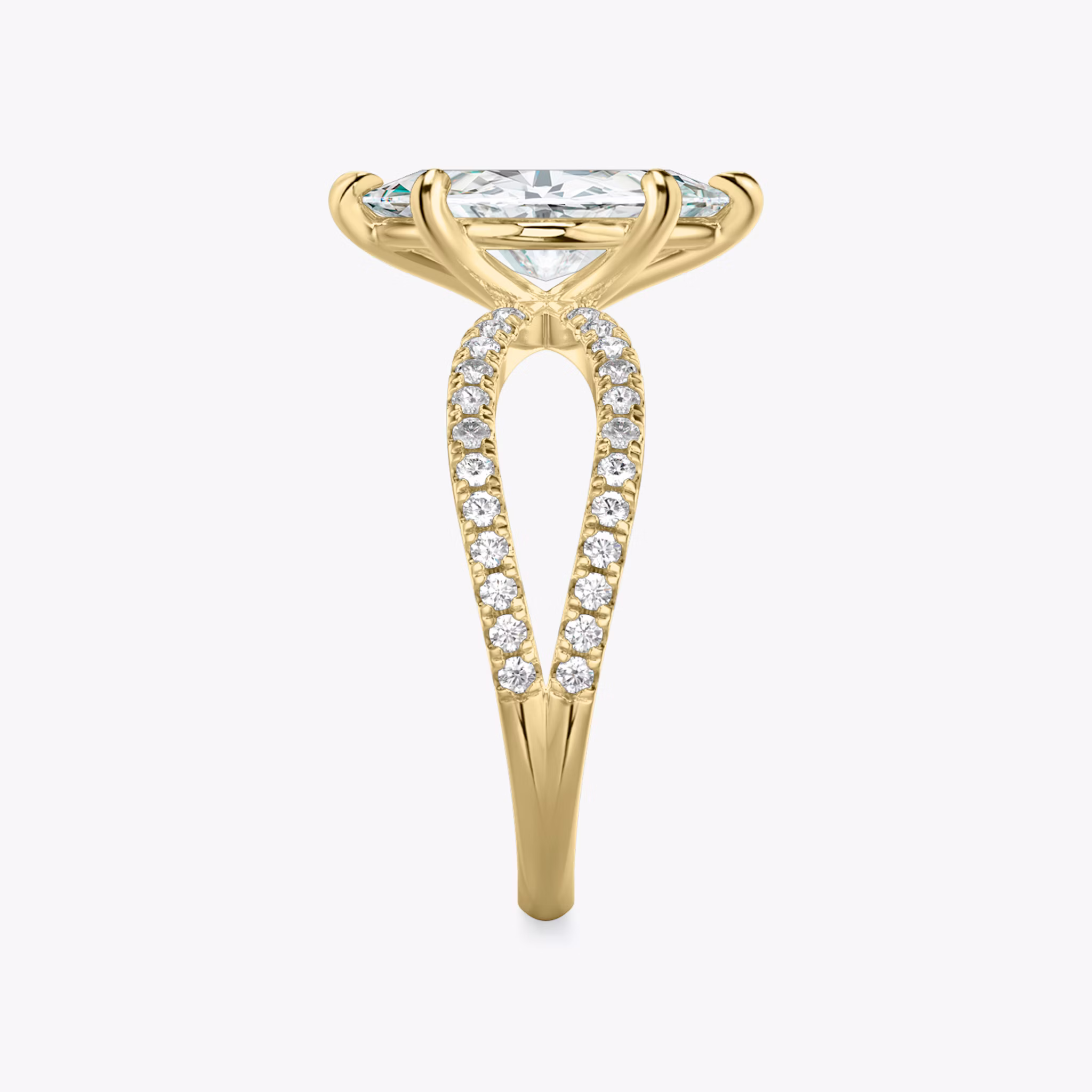 The Duet | Marquise | 18k | Yellow Gold | bandAccent: Double pavé | diamondOrientation: vertical | caratWeight: other