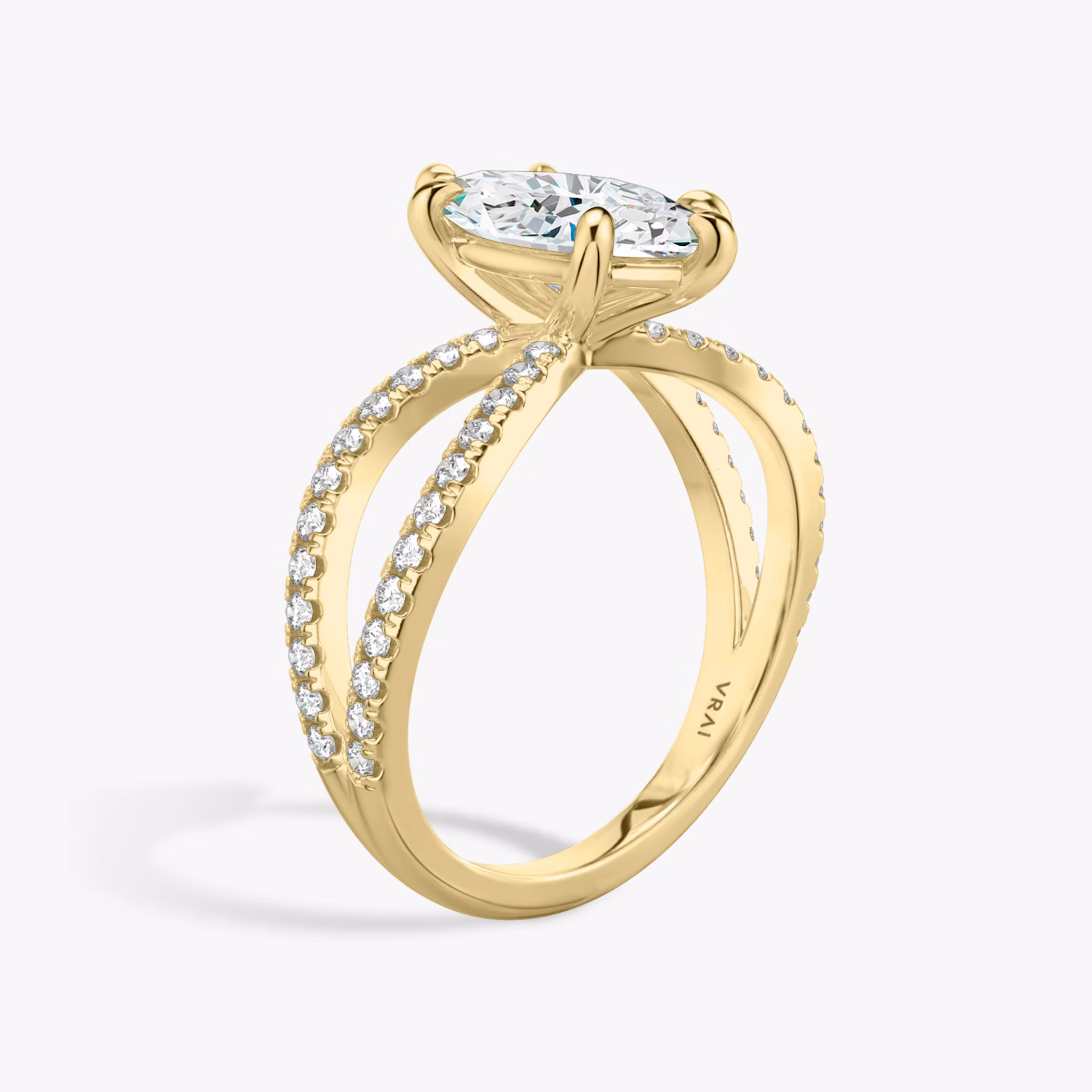 The Duet | Marquise | 18k | Yellow Gold | bandAccent: Double pavé | diamondOrientation: vertical | caratWeight: other