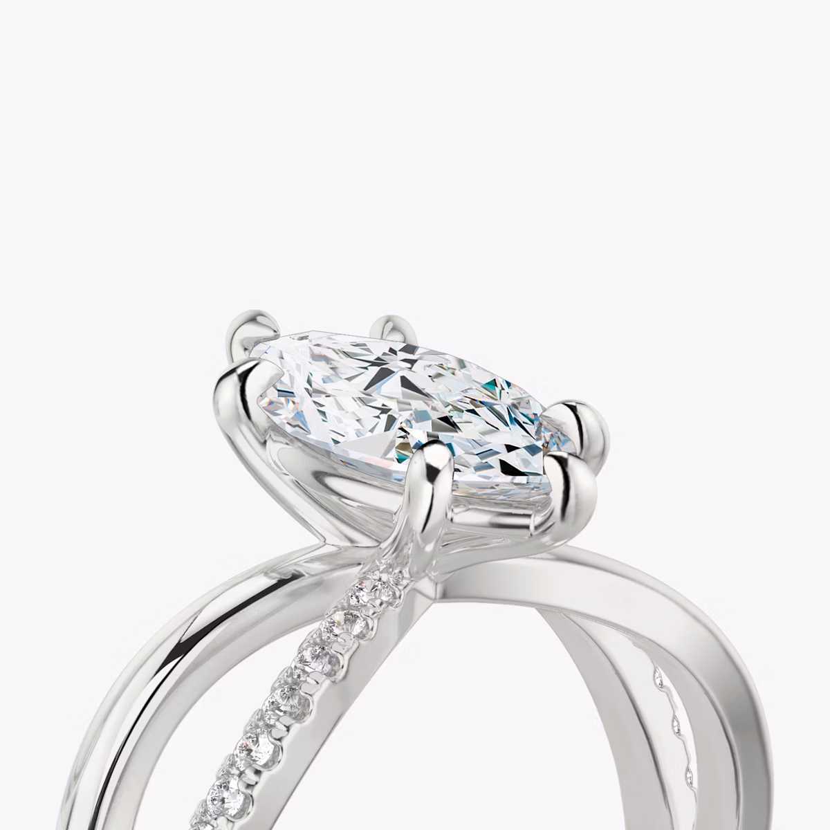 The Duet | Marquise | 18k | White Gold | bandAccent: Pavé | diamondOrientation: vertical | caratWeight: other
