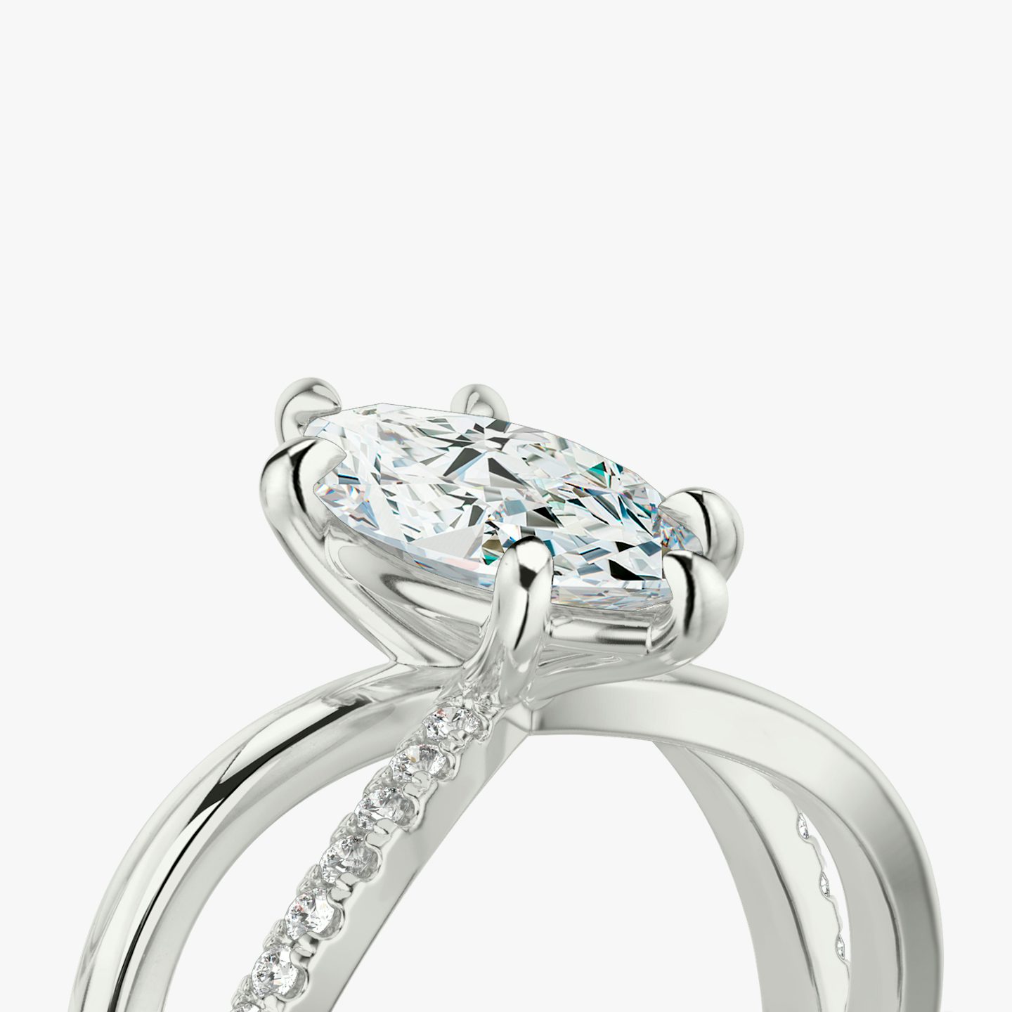 The Duet | Marquise | 18k | White Gold | bandAccent: Pavé | diamondOrientation: vertical | caratWeight: other