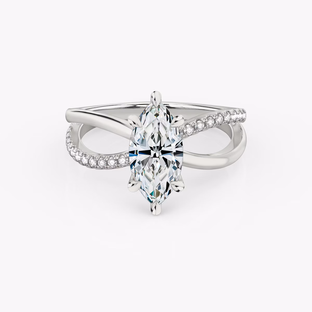 The Duet | Marquise | 18k | White Gold | bandAccent: Pavé | diamondOrientation: vertical | caratWeight: other