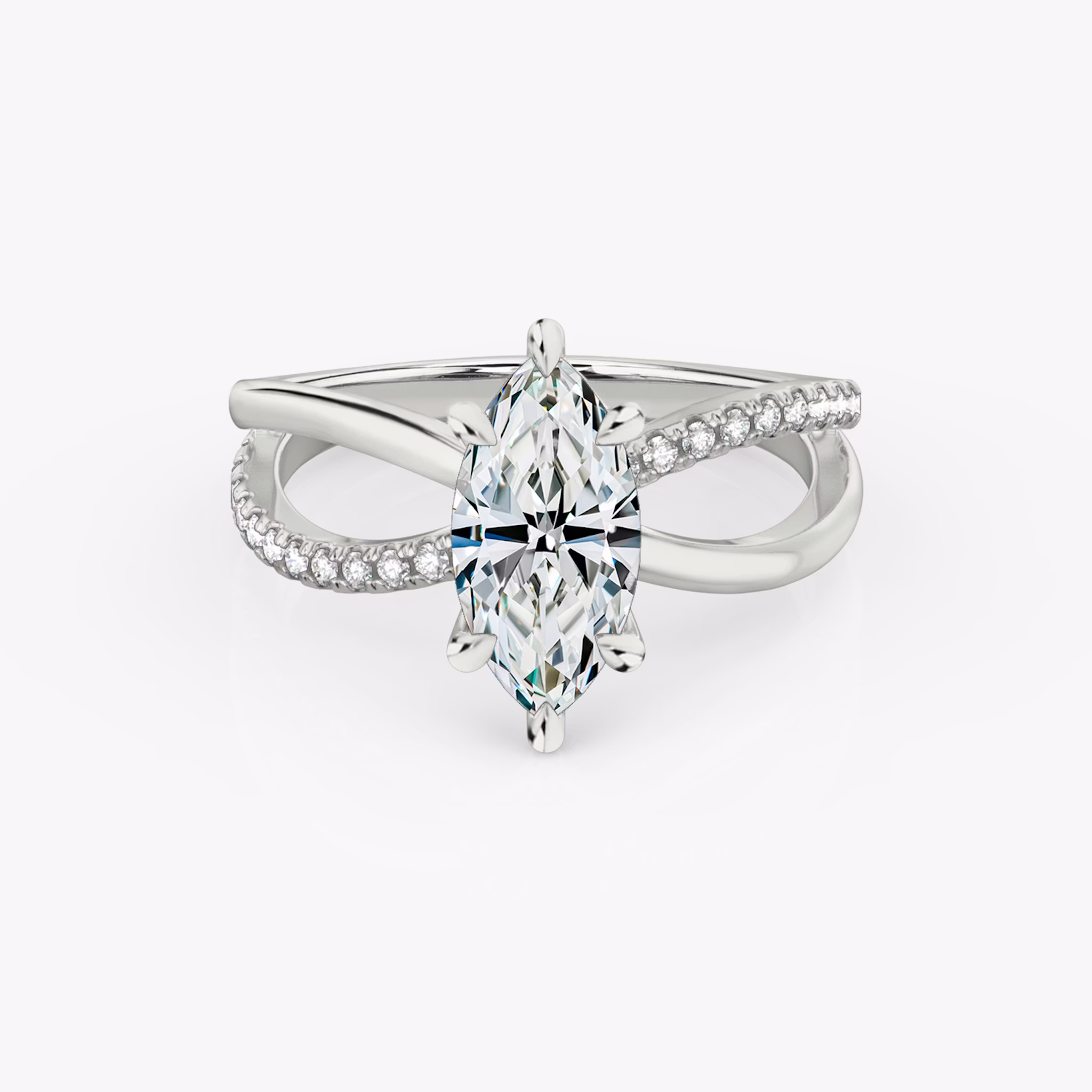 The Duet | Marquise | Platinum | bandAccent: Pavé | diamondOrientation: vertical | caratWeight: other