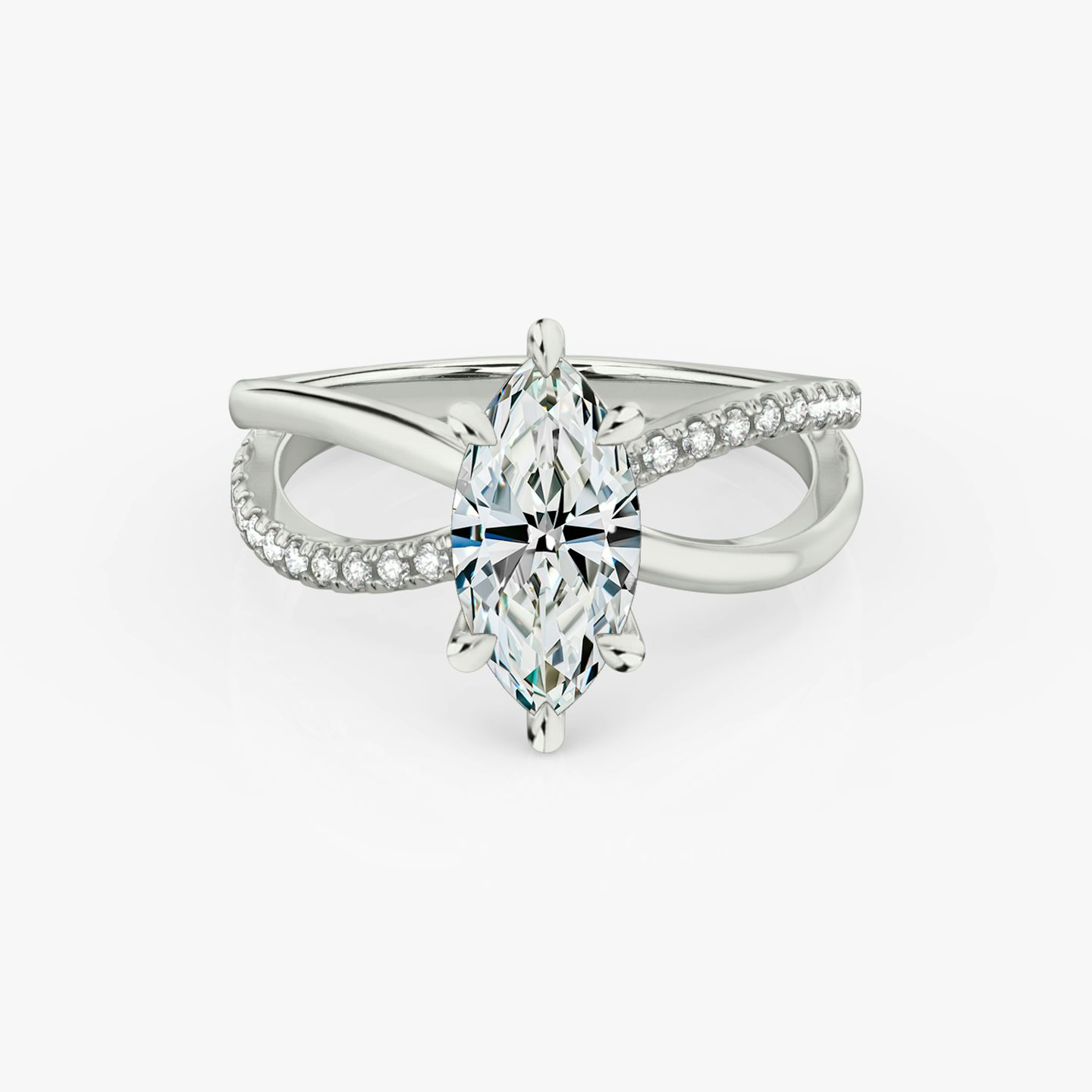 The Duet | Marquise | 18k | White Gold | bandAccent: Pavé | diamondOrientation: vertical | caratWeight: other