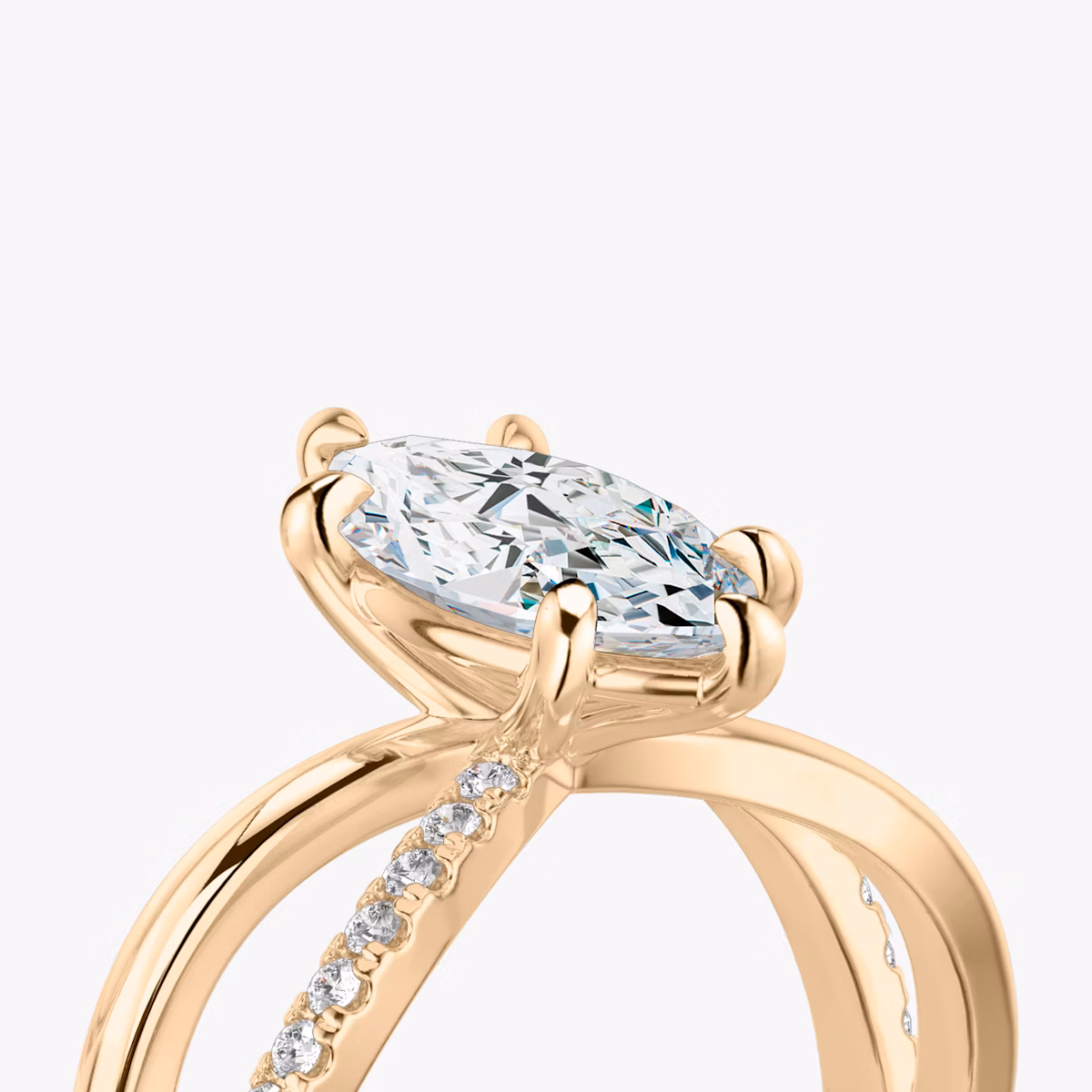 The Duet | Marquise | 14k | Rose Gold | bandAccent: Pavé | diamondOrientation: vertical | caratWeight: other