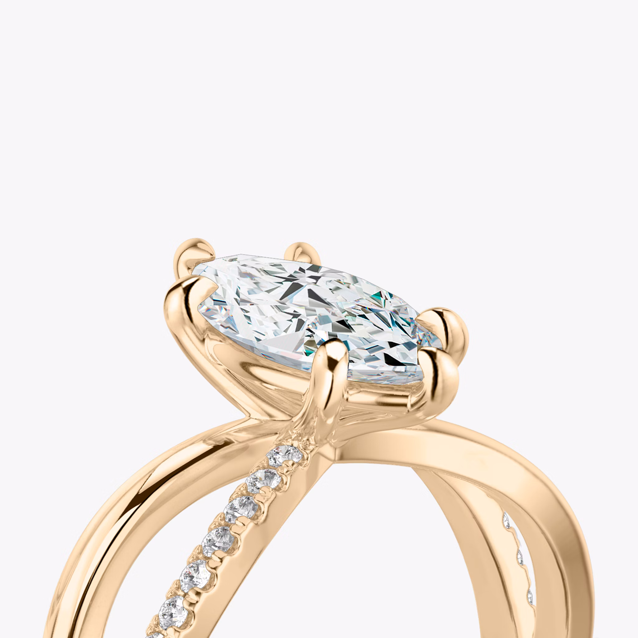 The Duet | Marquise | 14k | Rose Gold | bandAccent: Pavé | diamondOrientation: vertical | caratWeight: other