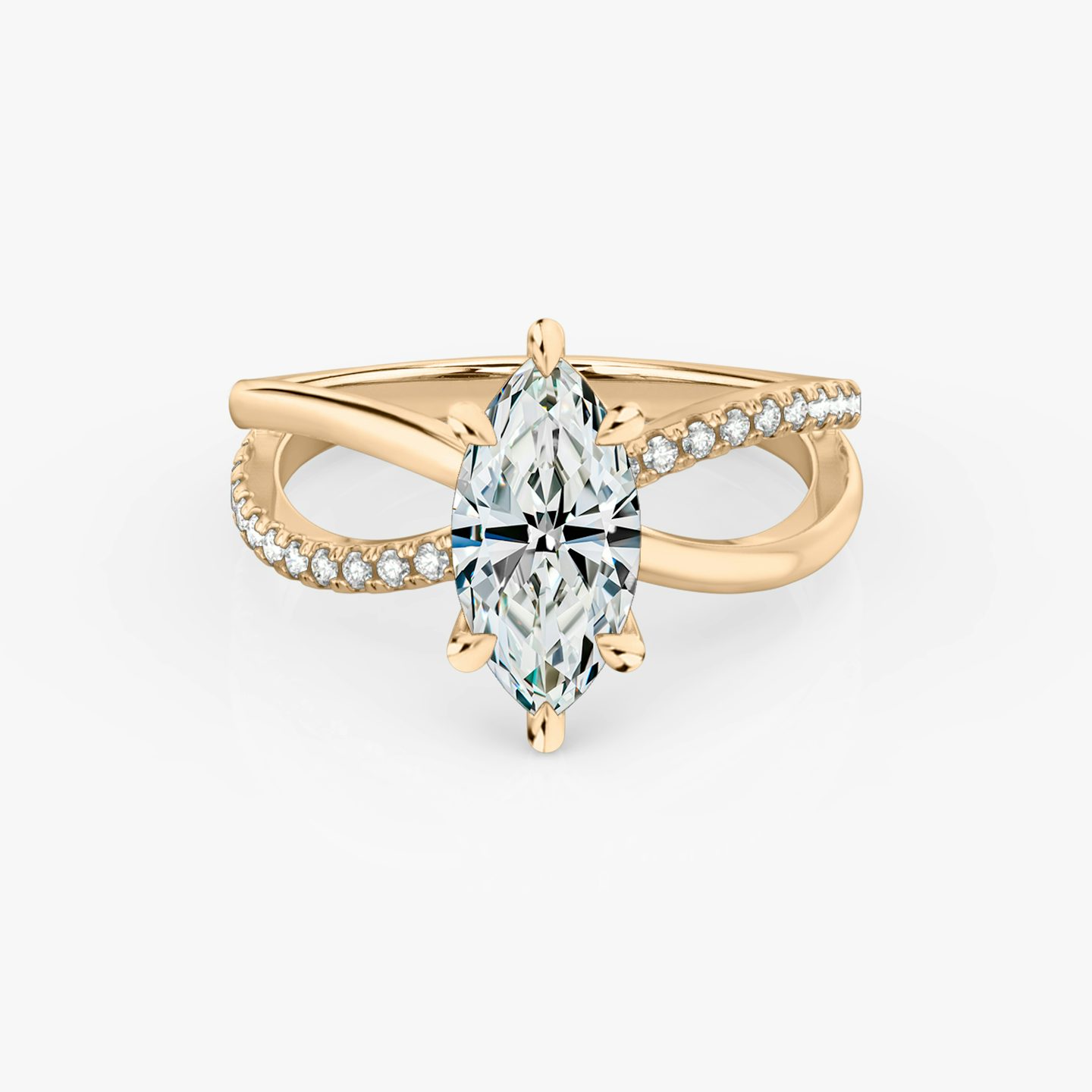 The Duet | Marquise | 14k | Rose Gold | bandAccent: Pavé | diamondOrientation: vertical | caratWeight: other