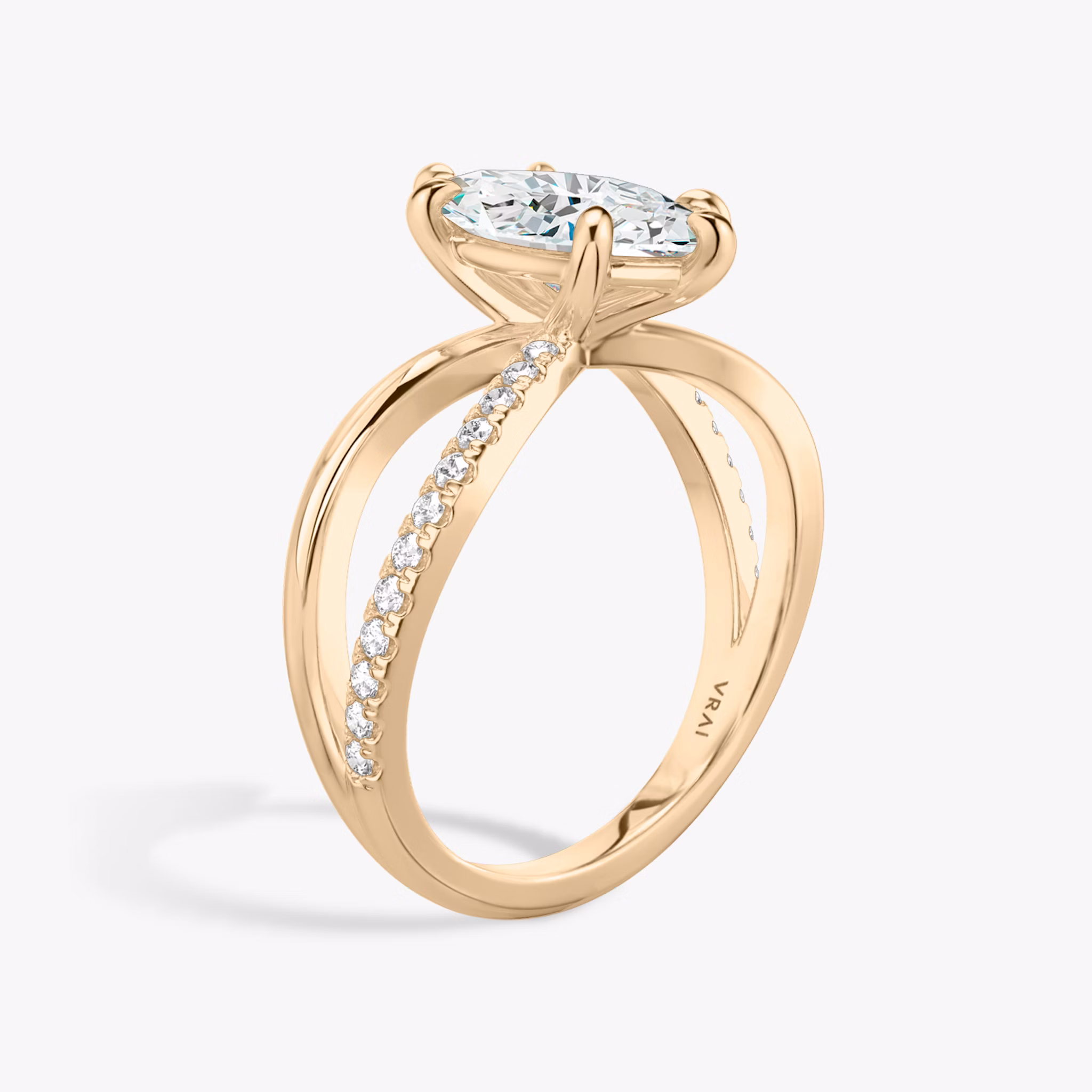 The Duet | Marquise | 14k | Rose Gold | bandAccent: Pavé | diamondOrientation: vertical | caratWeight: other