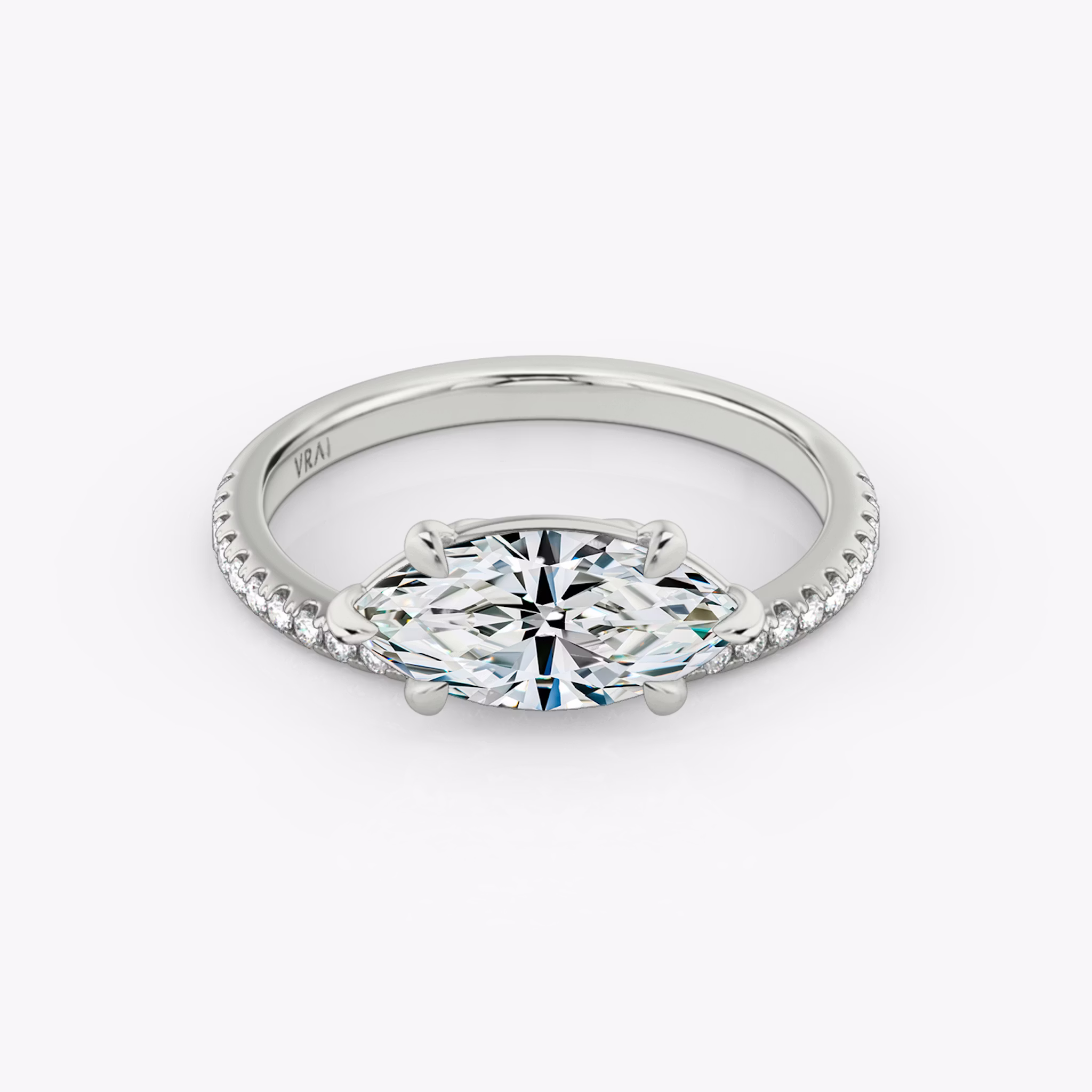 The Hover | Marquise | Platinum | bandAccent: Pavé | diamondOrientation: vertical | caratWeight: other