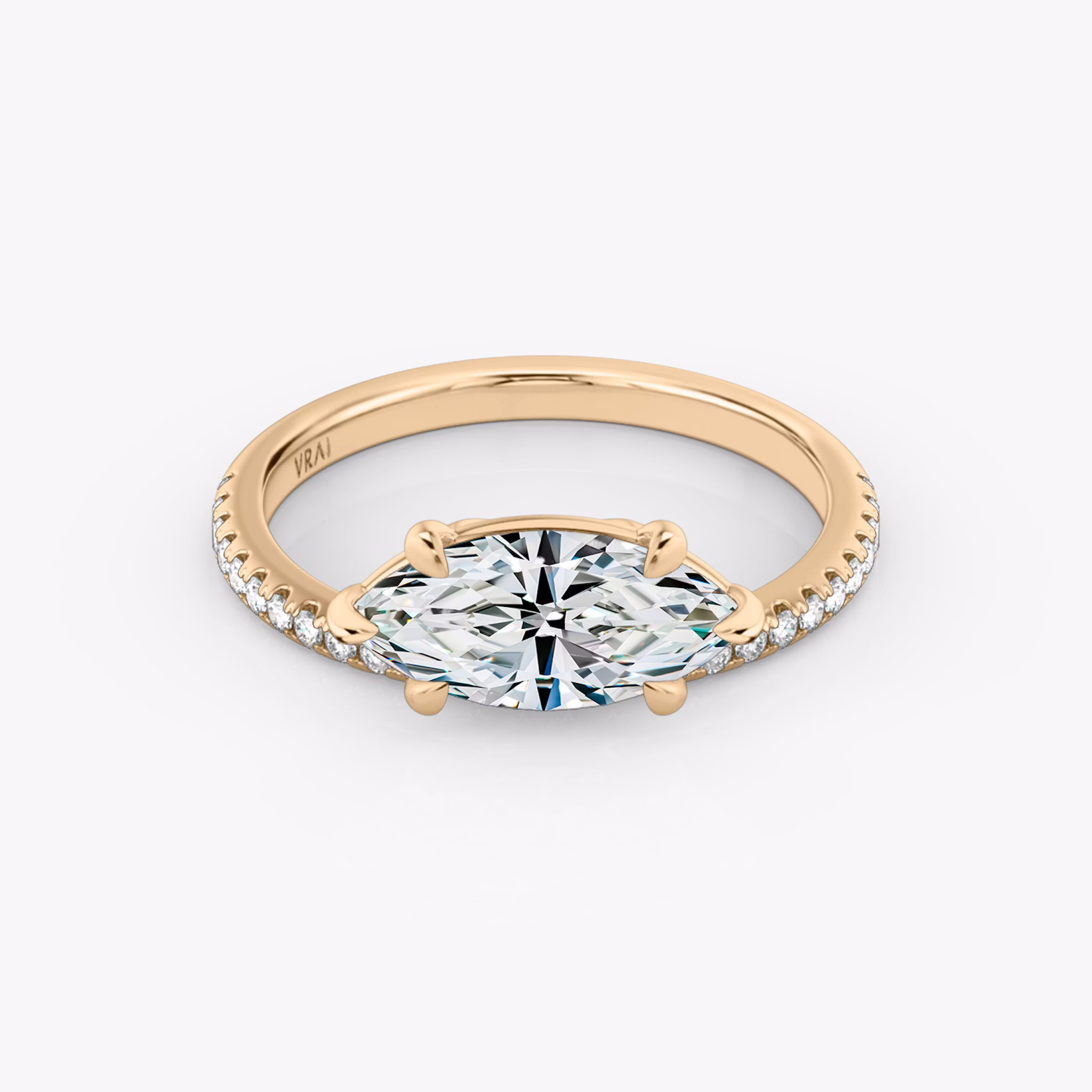 The Hover | Marquise | 14k | Rose Gold | bandAccent: Pavé | diamondOrientation: vertical | caratWeight: other