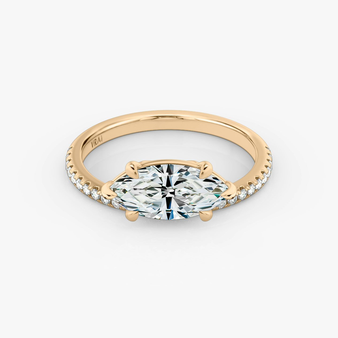 Hover | Marquise | 14k | Roségold | bandAccent: Mit Pavé-Besatz | diamondOrientation: vertical | caratWeight: other