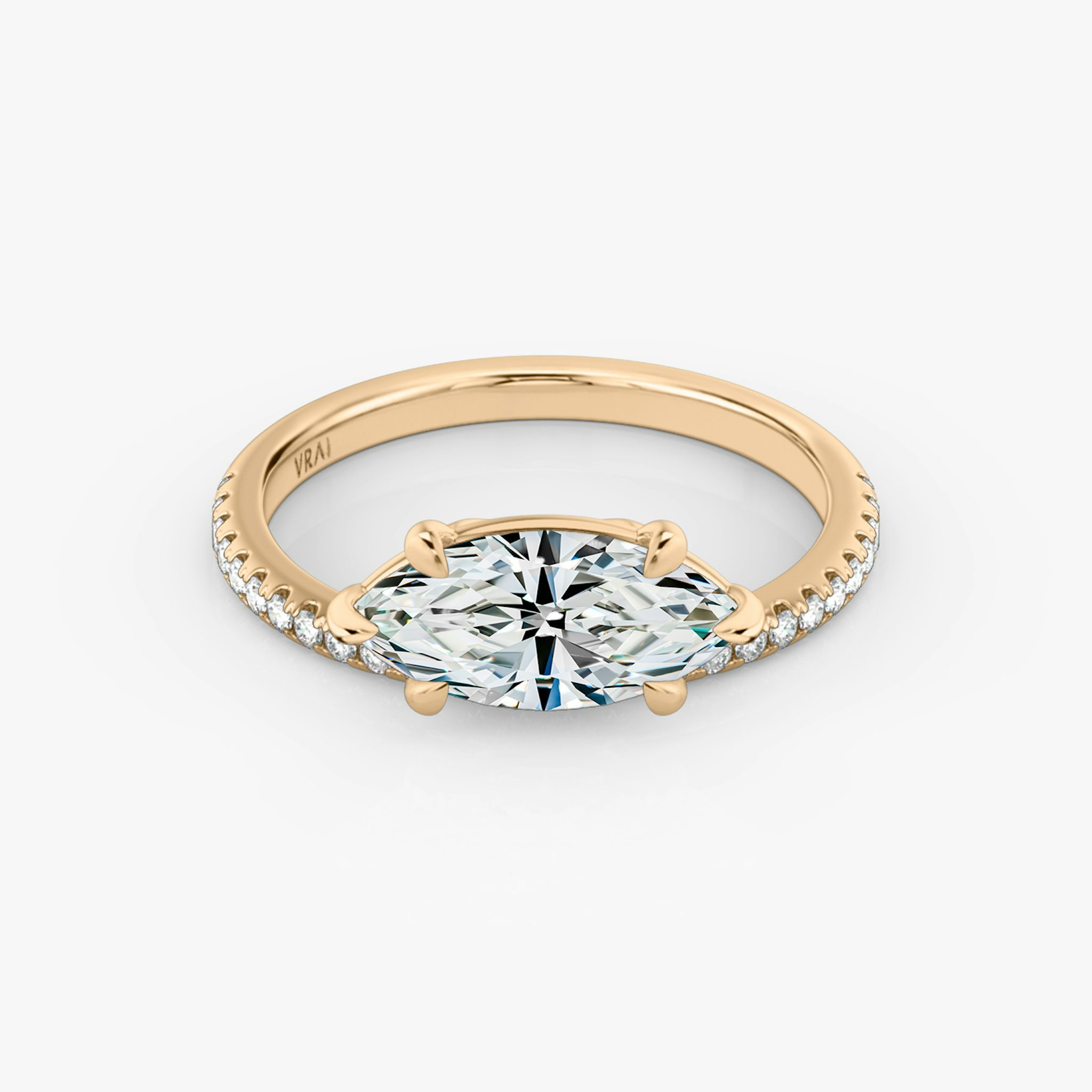 The Hover | Marquise | 14k | Rose Gold | bandAccent: Pavé | diamondOrientation: vertical | caratWeight: other
