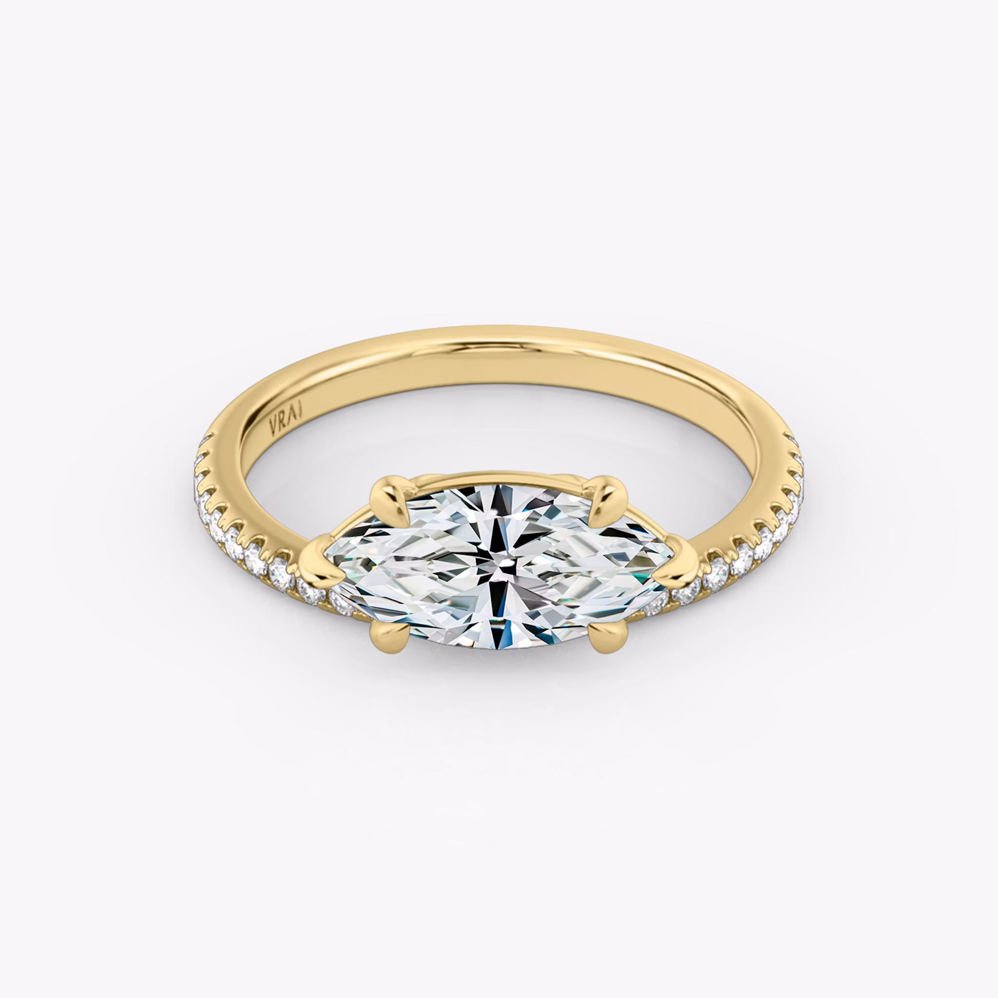 The Hover | Marquise | 18k | Yellow Gold | bandAccent: Pavé | diamondOrientation: vertical | caratWeight: other