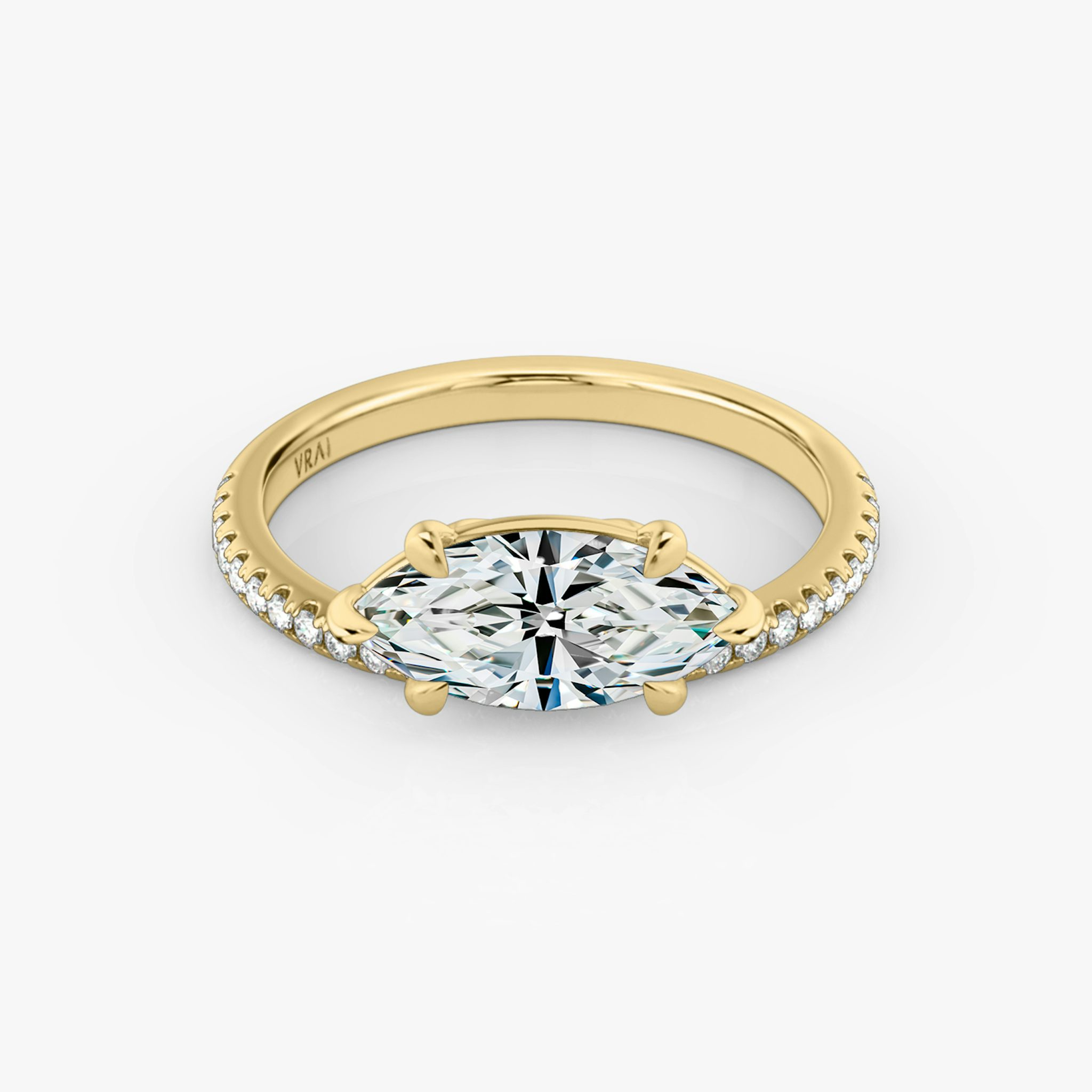 The Hover | Marquise | 18k | Yellow Gold | bandAccent: Pavé | diamondOrientation: vertical | caratWeight: other