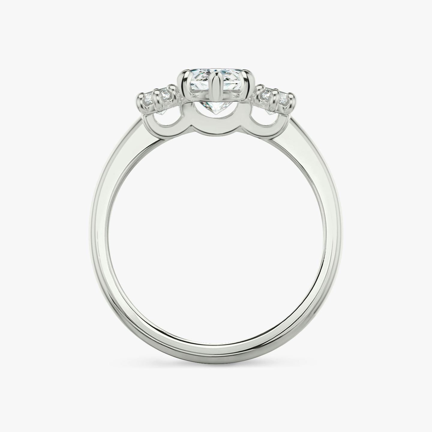 The Three Stone | Marquise | 18k | White Gold | bandAccent: Plain | sideStoneCarat: 0.25ct | sideStoneShape: Marquise | diamondOrientation: vertical | caratWeight: other