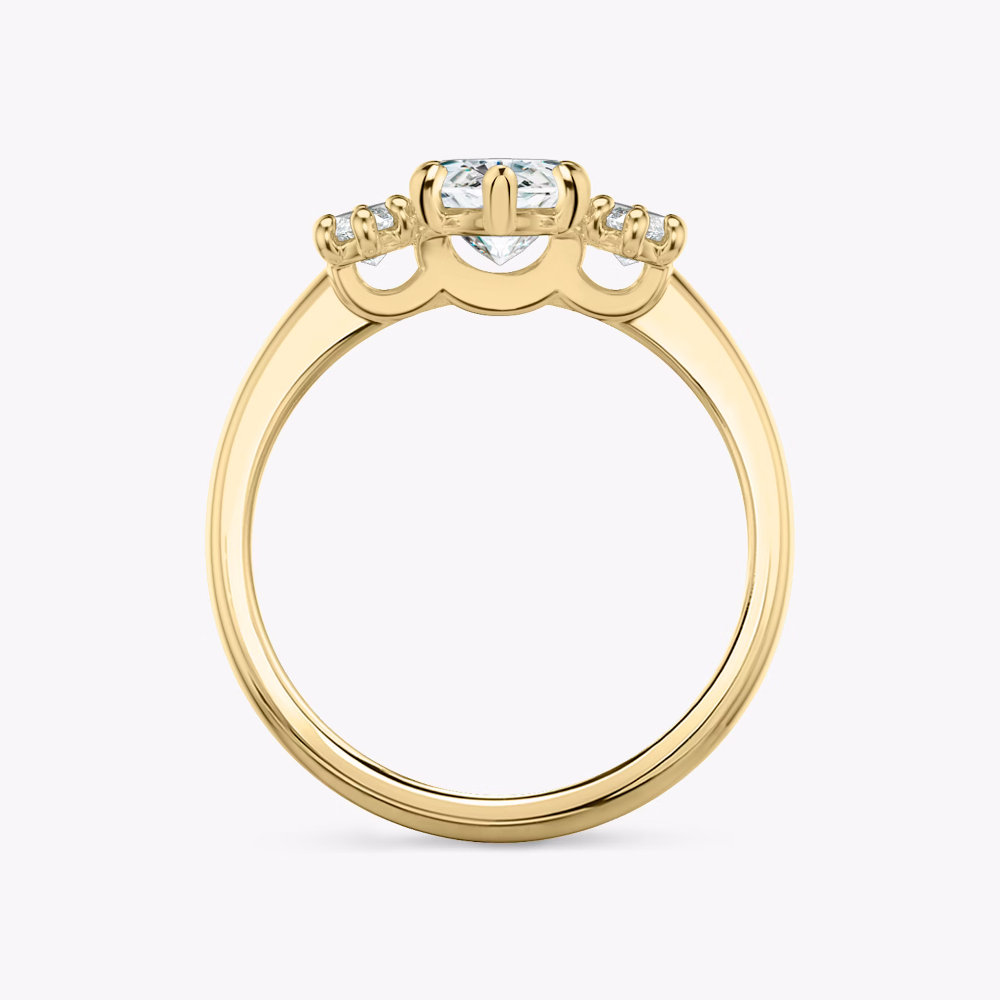The Three Stone | Marquise | 18k | Yellow Gold | bandAccent: Plain | sideStoneCarat: 0.25ct | sideStoneShape: Marquise | diamondOrientation: vertical | caratWeight: other