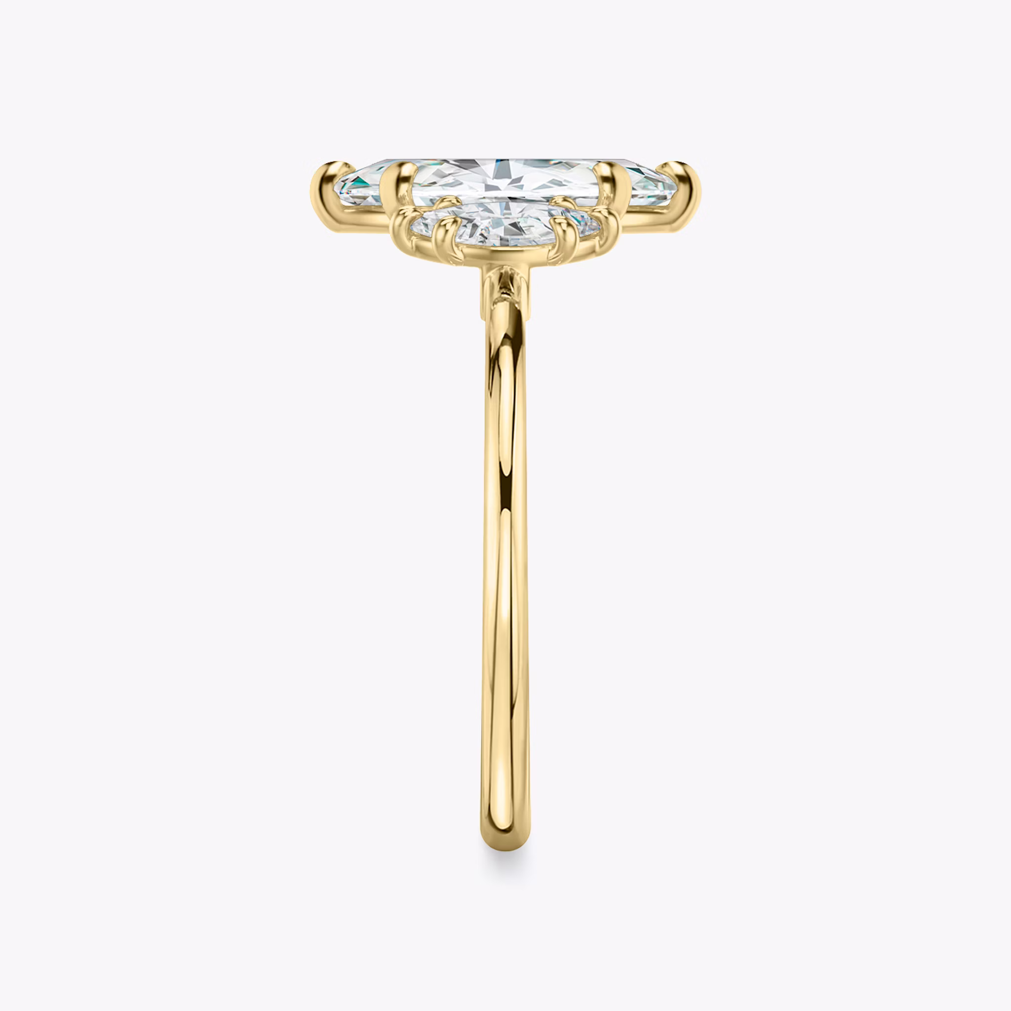 The Three Stone | Marquise | 18k | Yellow Gold | bandAccent: Plain | sideStoneCarat: 0.25ct | sideStoneShape: Marquise | diamondOrientation: vertical | caratWeight: other