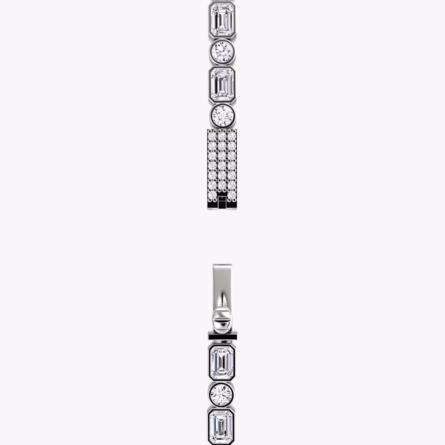 Mixed Bezel Tennis Necklace | Round Brilliant and Emerald | 14k | White Gold | chainLength: 18