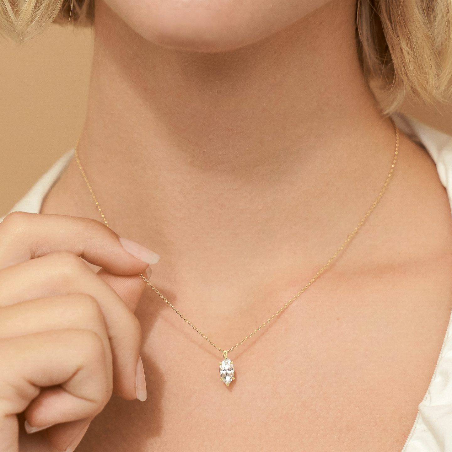 VRAI Solitaire Pendant | Marquise | 14k | White Gold | caratWeight: 1.0ct