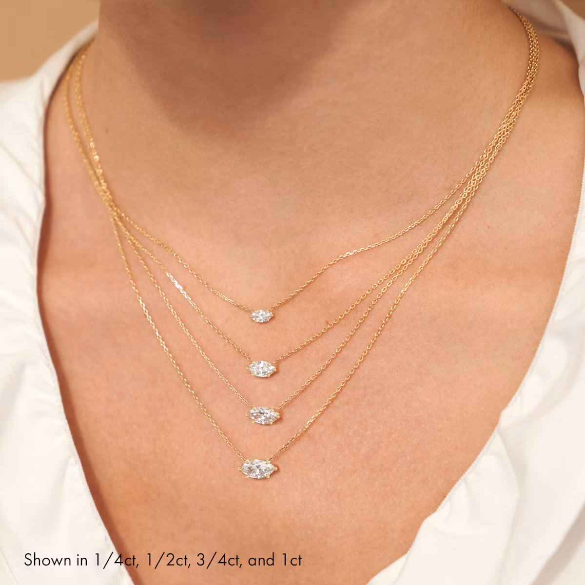 VRAI Solitaire Necklace | Marquise | 14k | Yellow Gold | caratWeight: 1.0ct