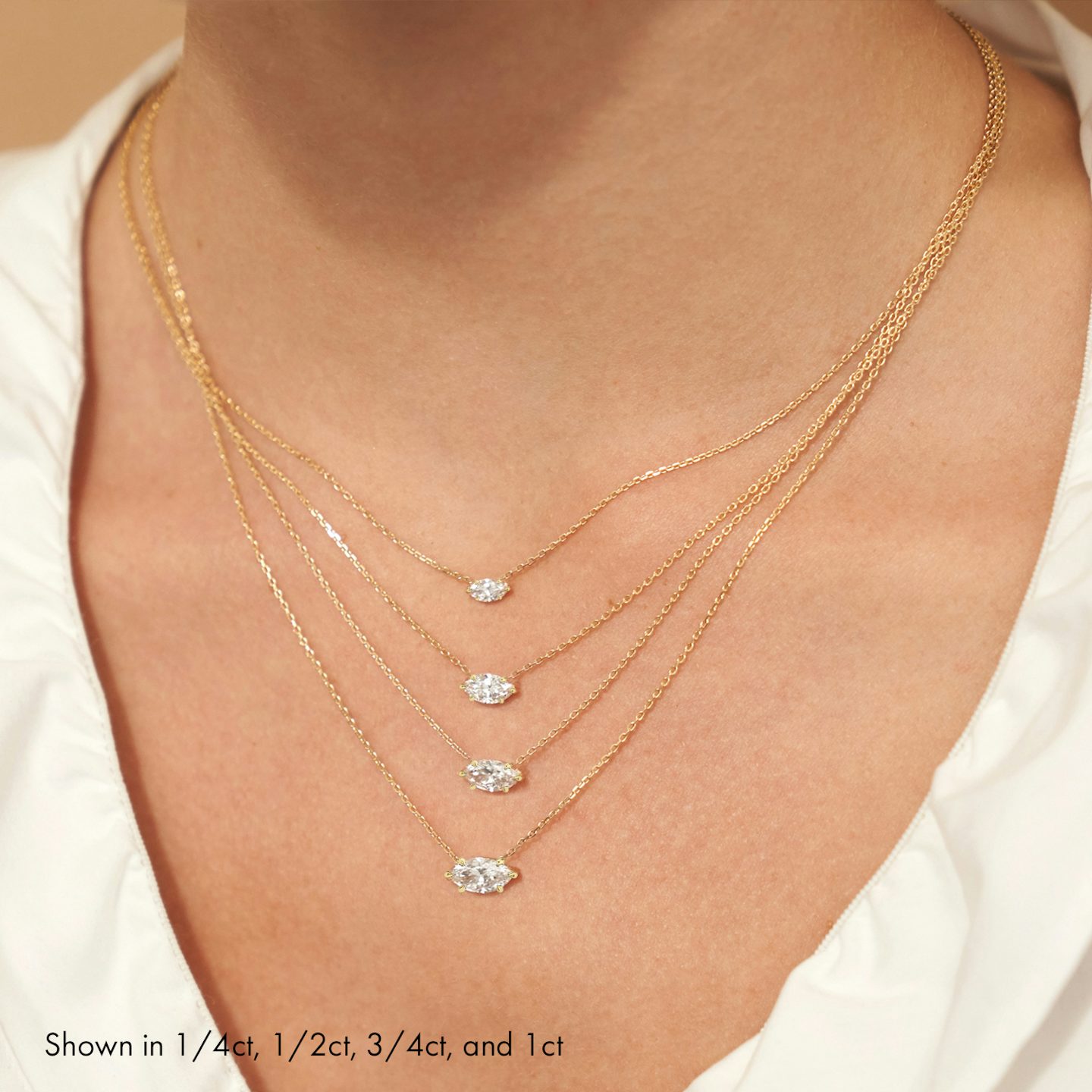 Collar Solitario VRAI | Marquise | 14k | Oro amarillo | caratWeight: 1.0ct
