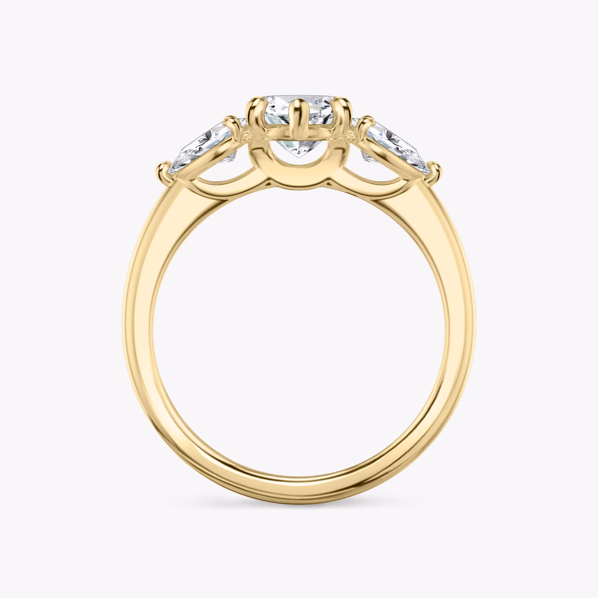 The Three Stone | Marquise | 18k | Yellow Gold | bandAccent: Plain | sideStoneCarat: 0.25ct | sideStoneShape: Pear | diamondOrientation: vertical | caratWeight: other