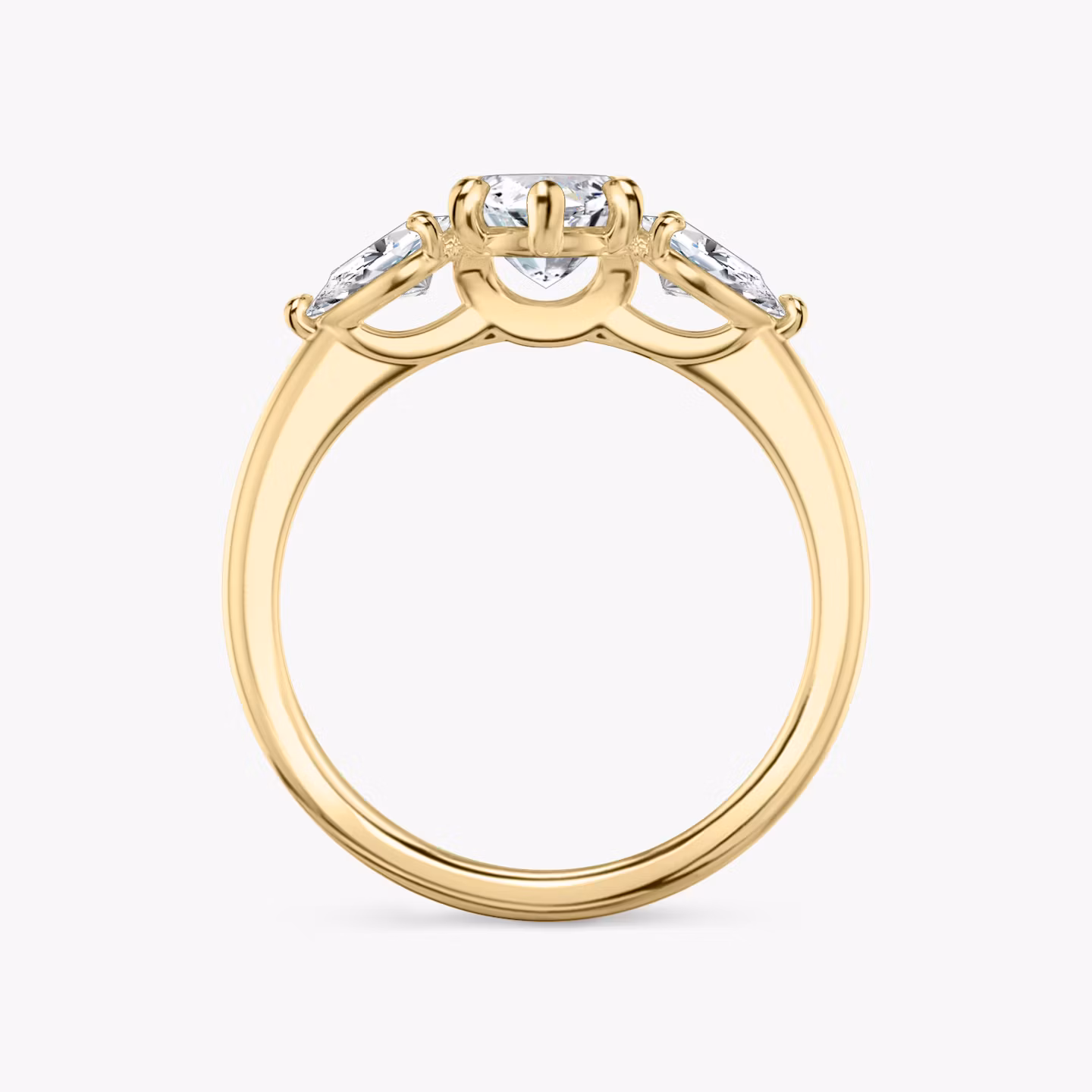 The Three Stone | Marquise | 18k | Yellow Gold | bandAccent: Plain | sideStoneCarat: 0.25ct | sideStoneShape: Pear | diamondOrientation: vertical | caratWeight: other