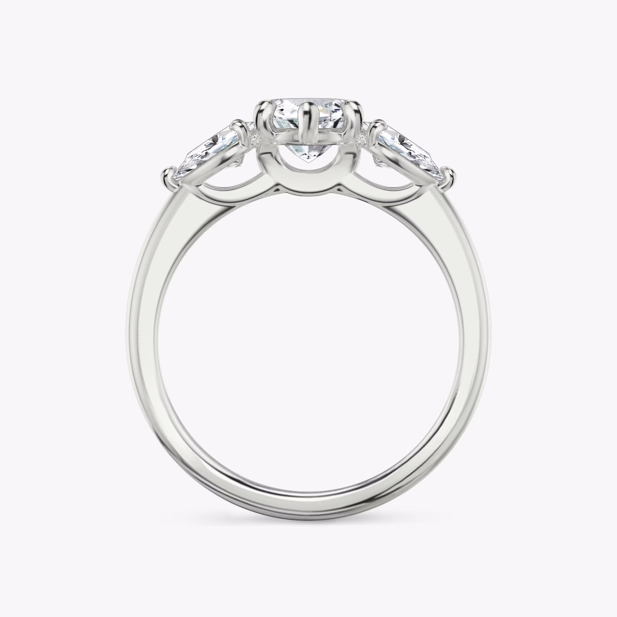 The Three Stone | Marquise | 18k | White Gold | bandAccent: Plain | sideStoneCarat: 0.25ct | sideStoneShape: Pear | diamondOrientation: vertical | caratWeight: other