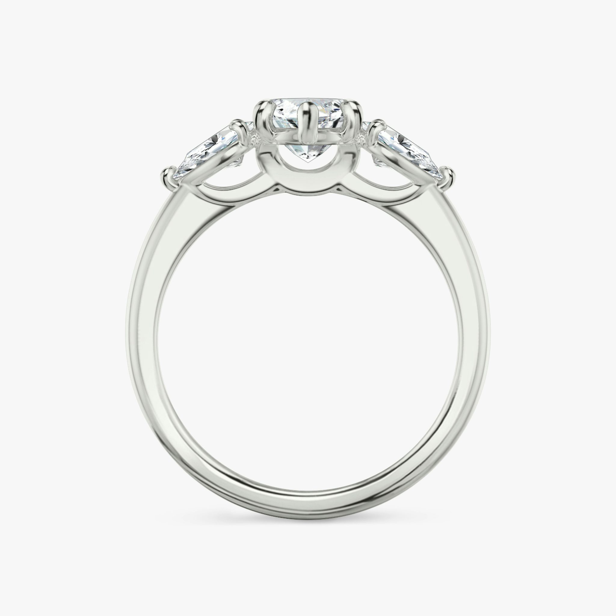 The Three Stone | Marquise | 18k | White Gold | bandAccent: Plain | sideStoneCarat: 0.25ct | sideStoneShape: Pear | diamondOrientation: vertical | caratWeight: other
