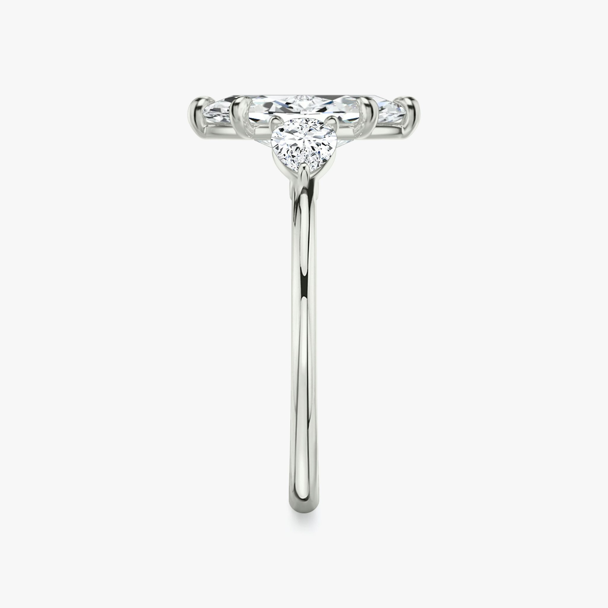 The Three Stone | Marquise | 18k | White Gold | bandAccent: Plain | sideStoneCarat: 0.25ct | sideStoneShape: Pear | diamondOrientation: vertical | caratWeight: other