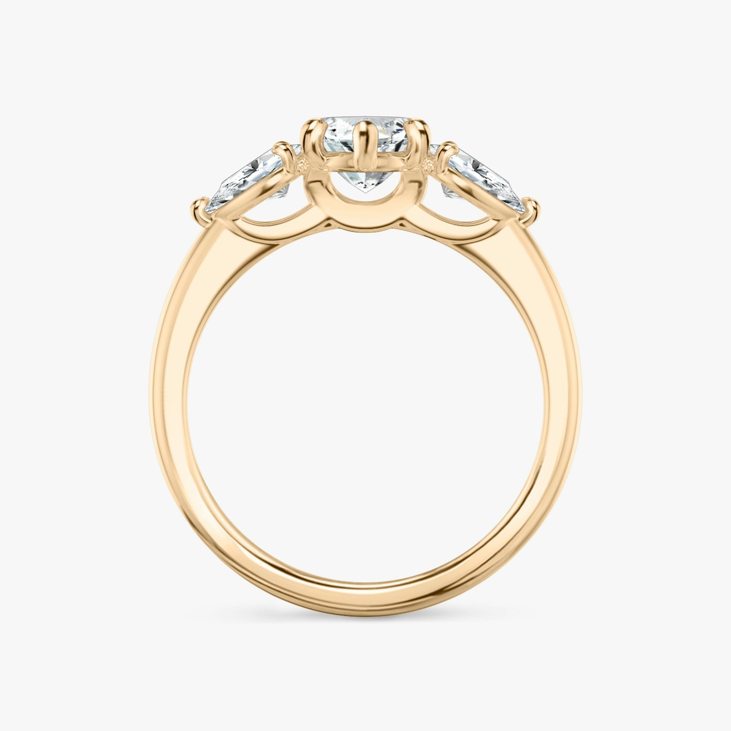 The Three Stone | Marquise | 14k | Rose Gold | bandAccent: Plain | sideStoneCarat: 0.25ct | sideStoneShape: Pear | diamondOrientation: vertical | caratWeight: other