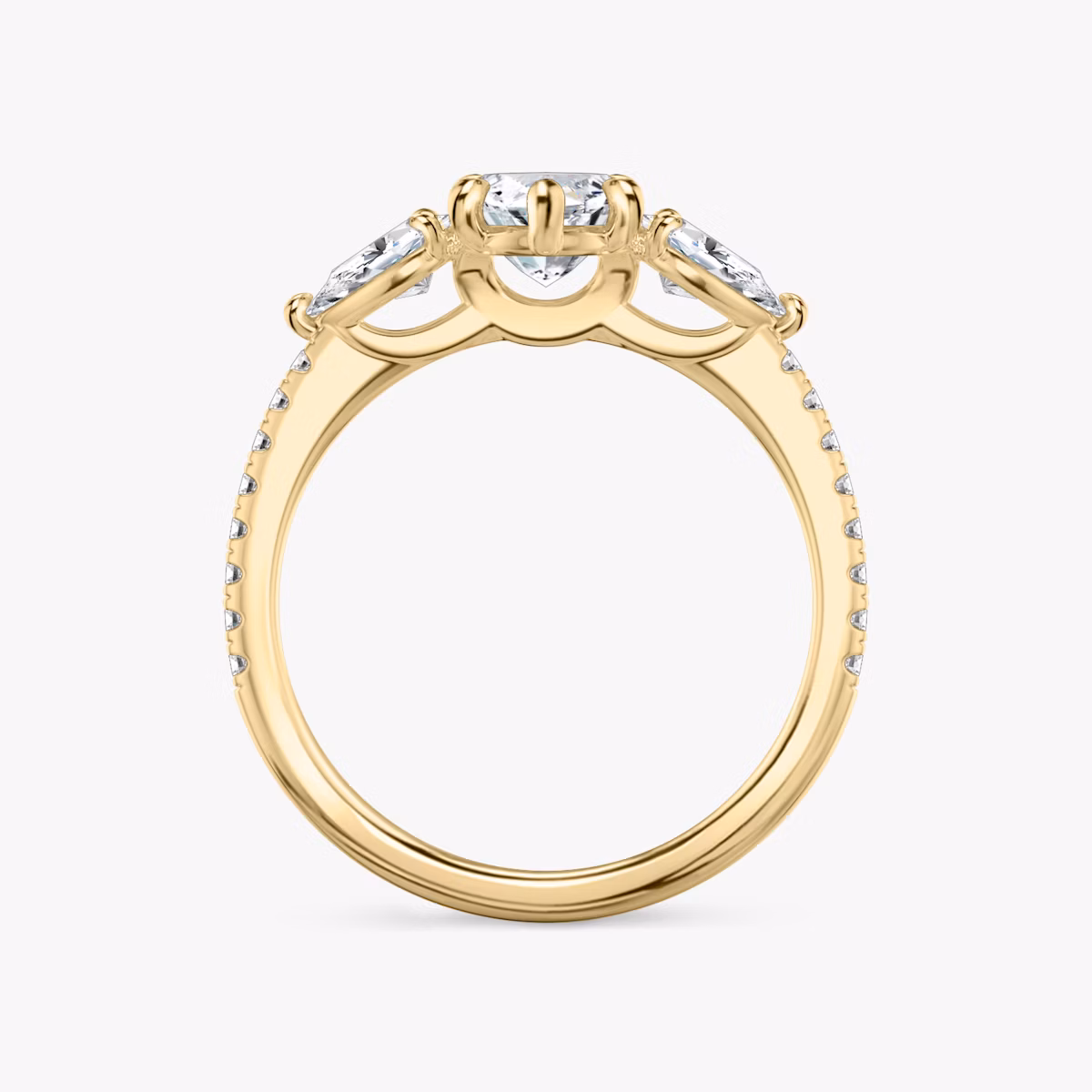 The Three Stone | Marquise | 18k | Yellow Gold | bandAccent: Pavé | sideStoneCarat: 0.25ct | sideStoneShape: Pear | diamondOrientation: vertical | caratWeight: other