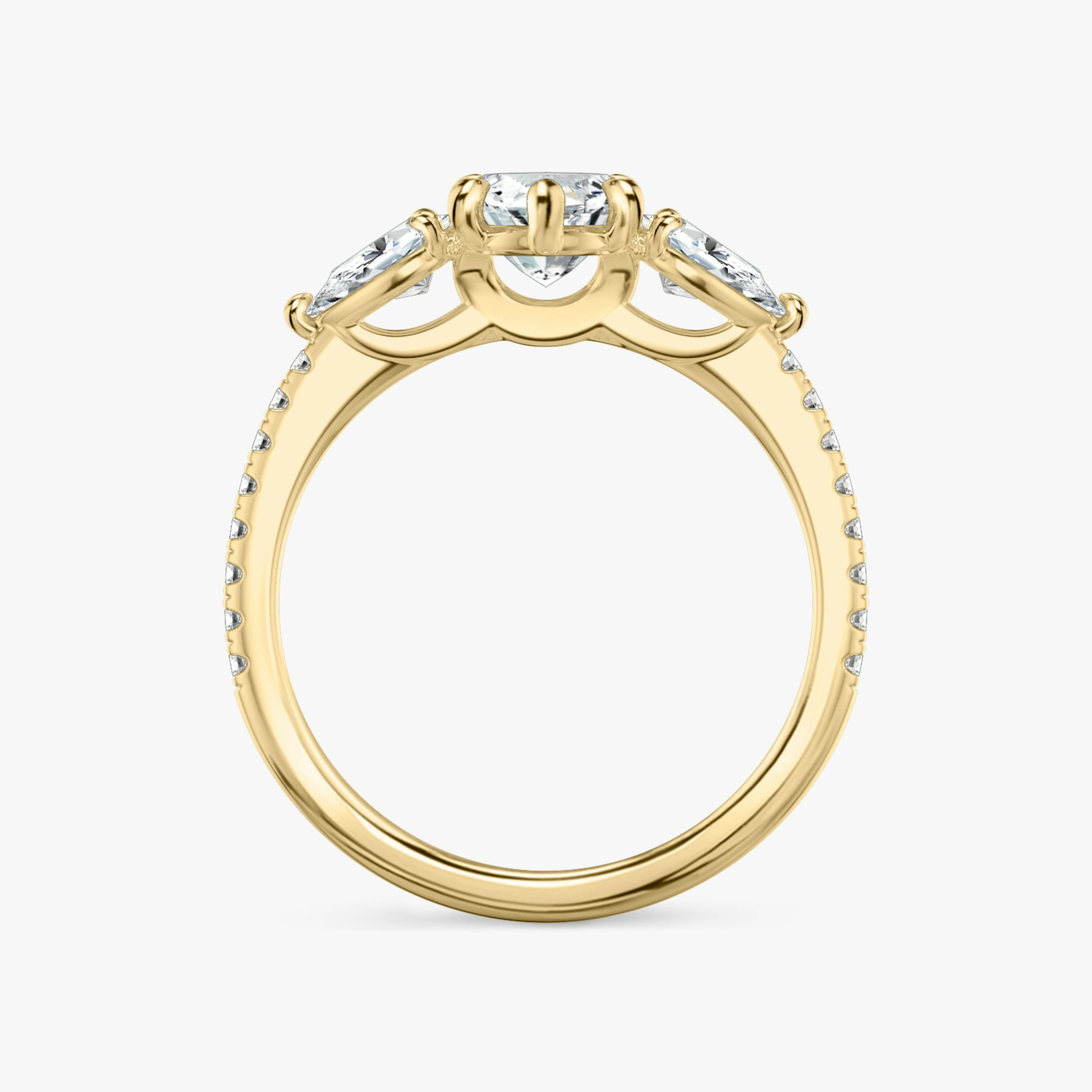 The Three Stone | Marquise | 18k | Yellow Gold | bandAccent: Pavé | sideStoneCarat: 0.25ct | sideStoneShape: Pear | diamondOrientation: vertical | caratWeight: other