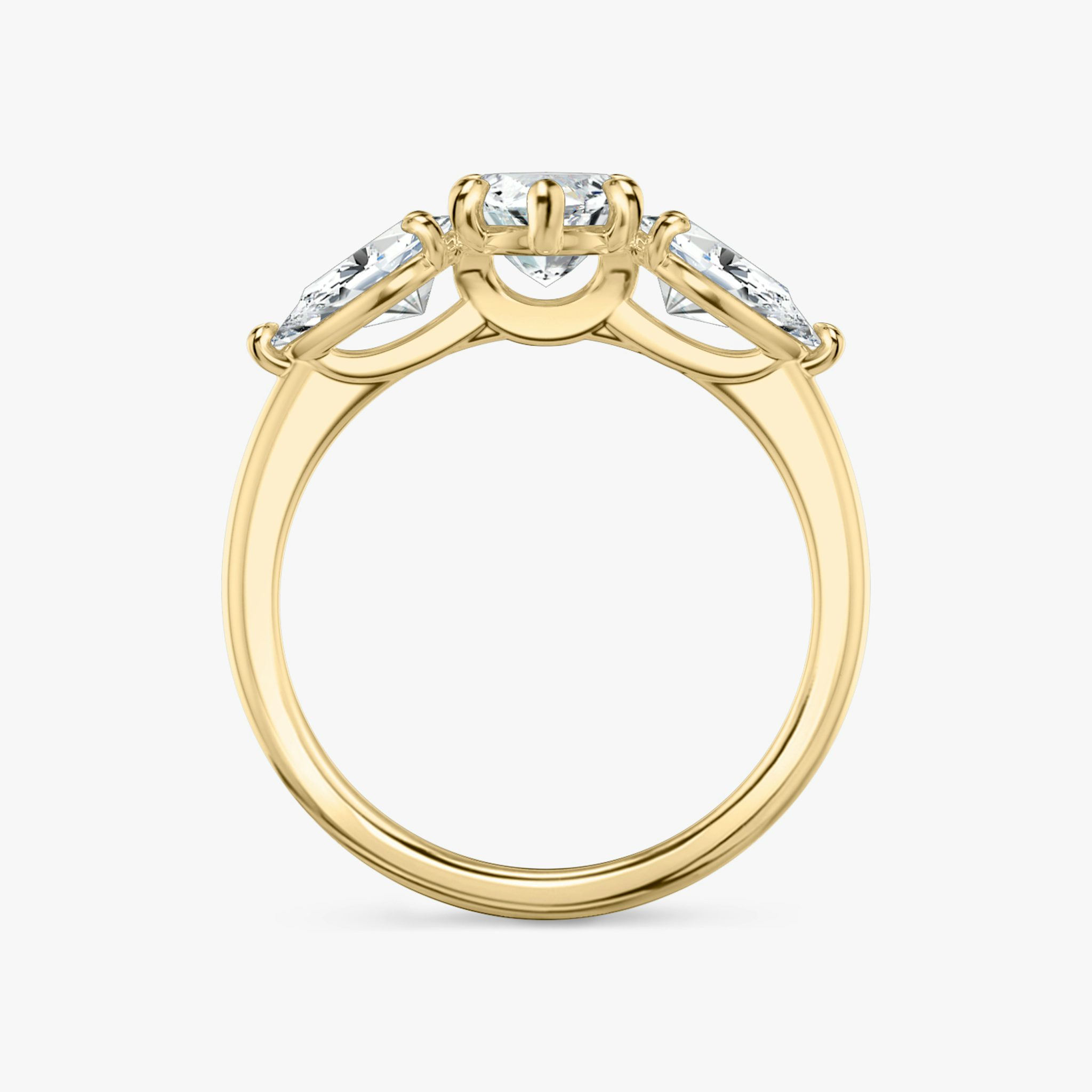 The Three Stone | Marquise | 18k | Yellow Gold | bandAccent: Plain | sideStoneCarat: 0.50ct | sideStoneShape: Pear | diamondOrientation: vertical | caratWeight: other