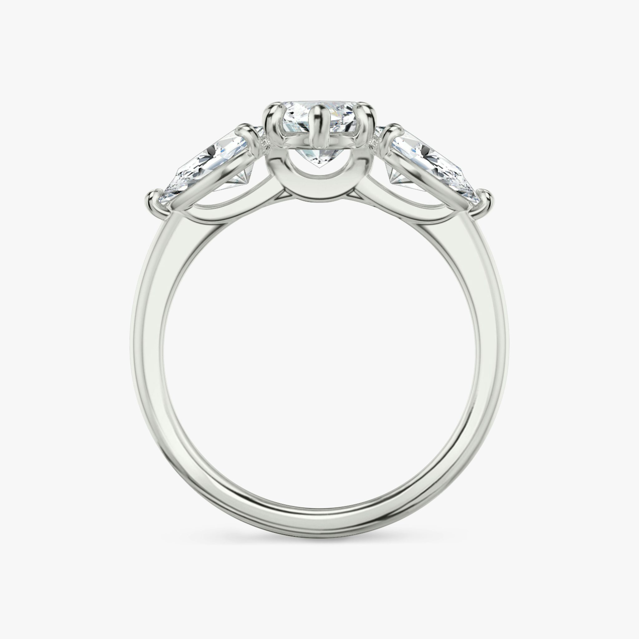 The Three Stone | Marquise | 18k | White Gold | bandAccent: Plain | sideStoneCarat: 0.50ct | sideStoneShape: Pear | diamondOrientation: vertical | caratWeight: other