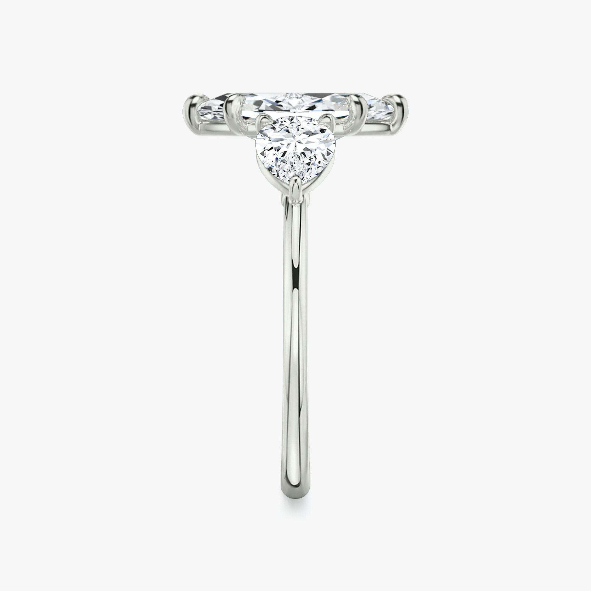 The Three Stone | Marquise | 18k | White Gold | bandAccent: Plain | sideStoneCarat: 0.50ct | sideStoneShape: Pear | diamondOrientation: vertical | caratWeight: other