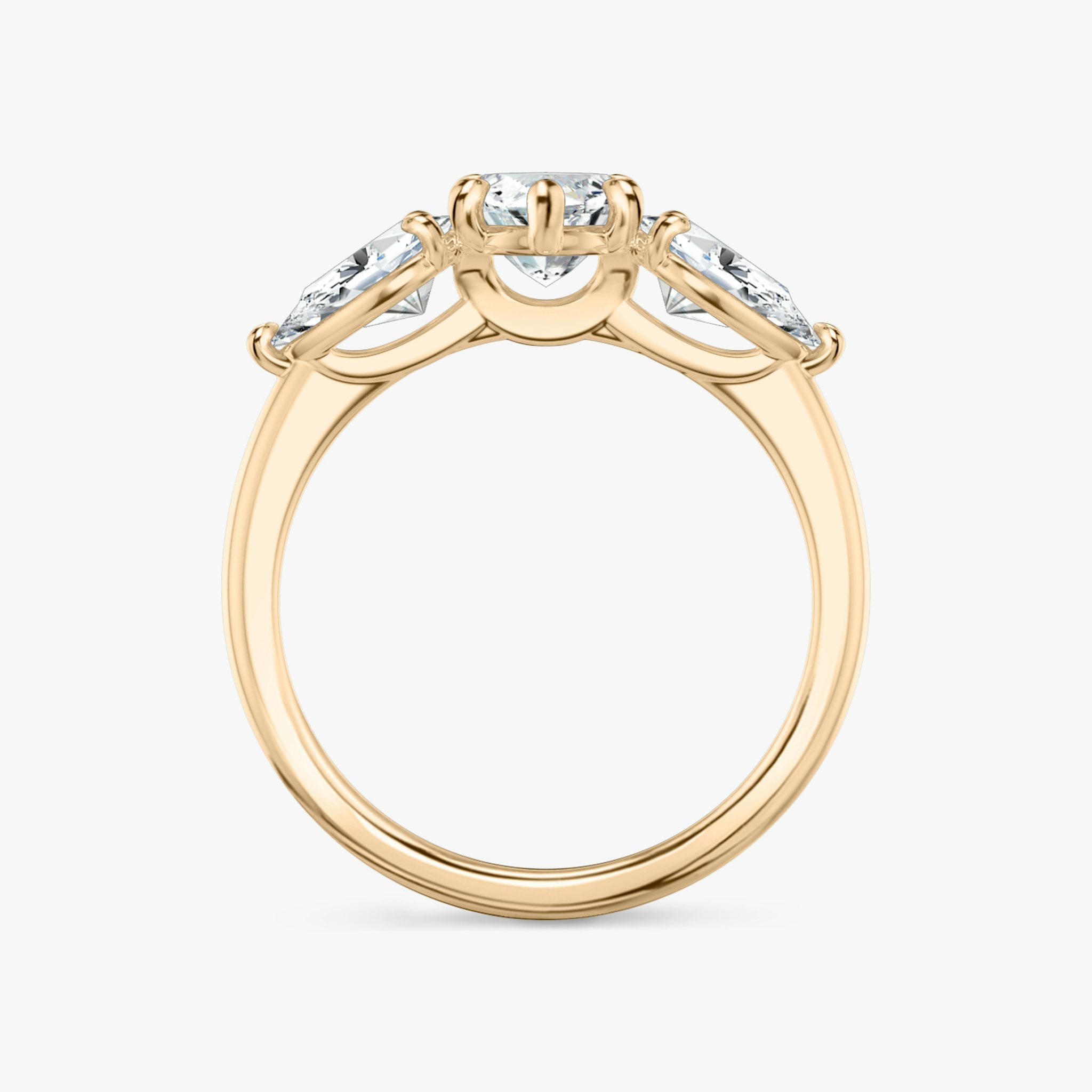 The Three Stone | Marquise | 14k | Rose Gold | bandAccent: Plain | sideStoneCarat: 0.50ct | sideStoneShape: Pear | diamondOrientation: vertical | caratWeight: other