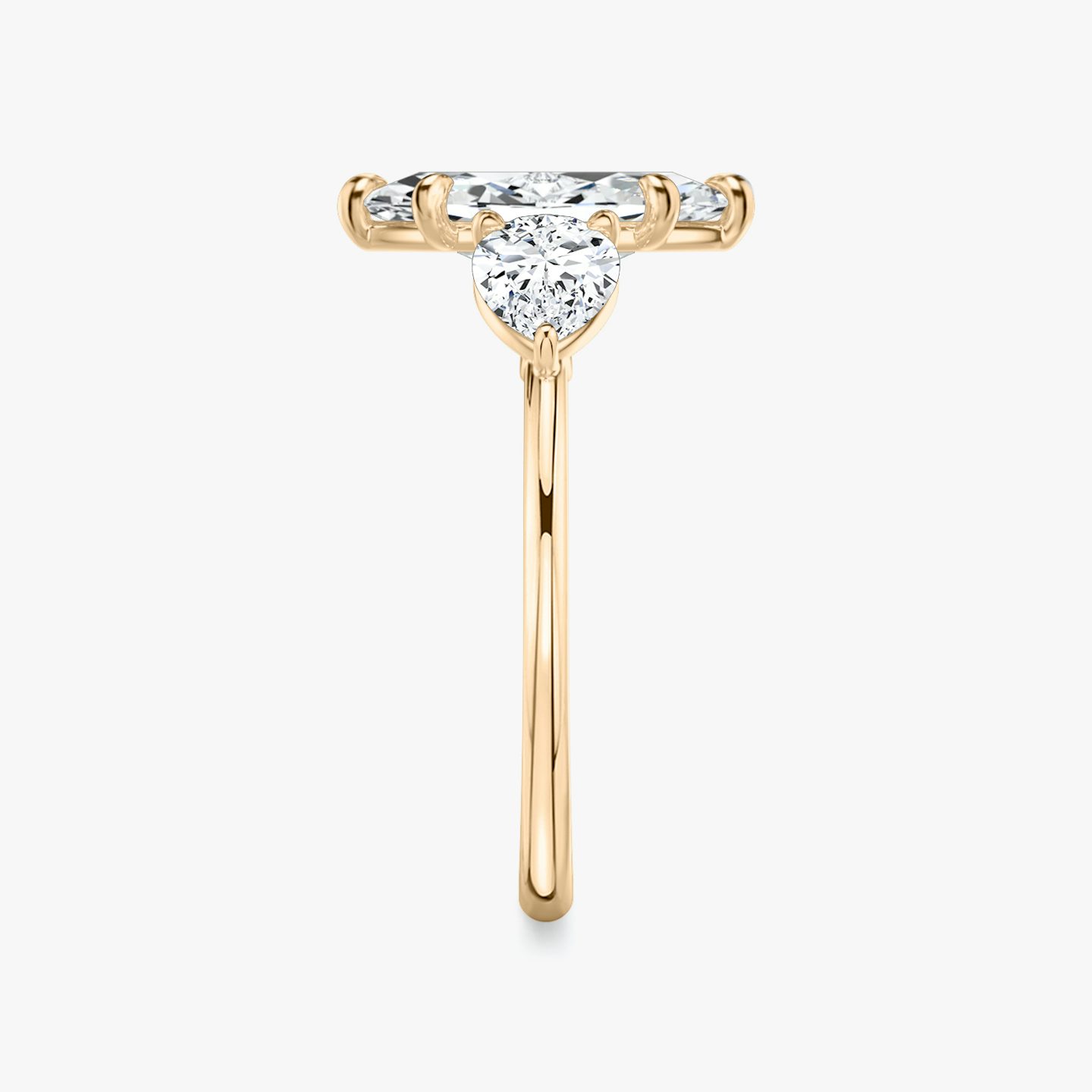 The Three Stone | Marquise | 14k | Rose Gold | bandAccent: Plain | sideStoneCarat: 0.50ct | sideStoneShape: Pear | diamondOrientation: vertical | caratWeight: other