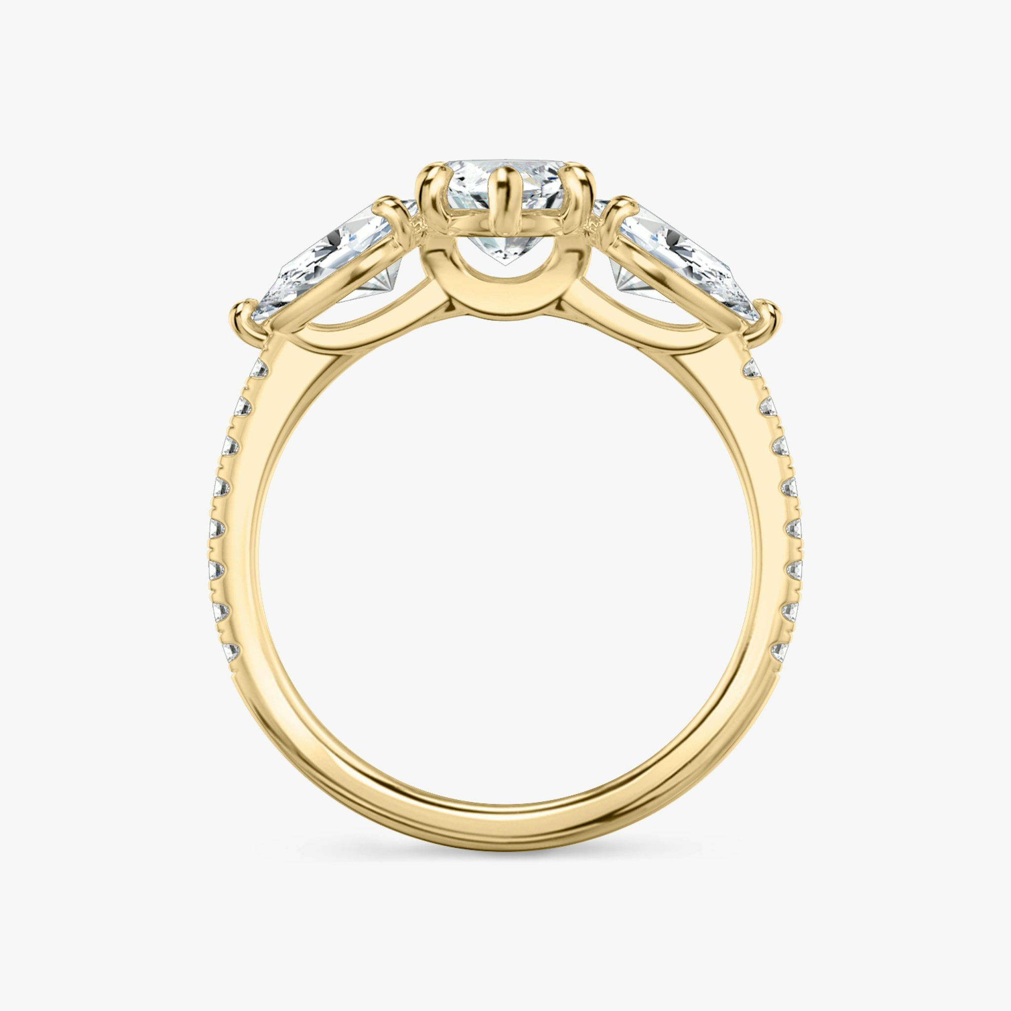 The Three Stone | Marquise | 18k | Yellow Gold | bandAccent: Pavé | sideStoneCarat: 0.50ct | sideStoneShape: Pear | diamondOrientation: vertical | caratWeight: other