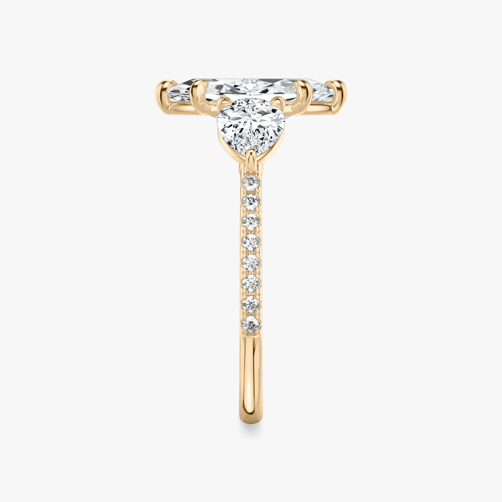 The Three Stone | Marquise | 14k | Rose Gold | bandAccent: Pavé | sideStoneCarat: 0.50ct | sideStoneShape: Pear | diamondOrientation: vertical | caratWeight: other
